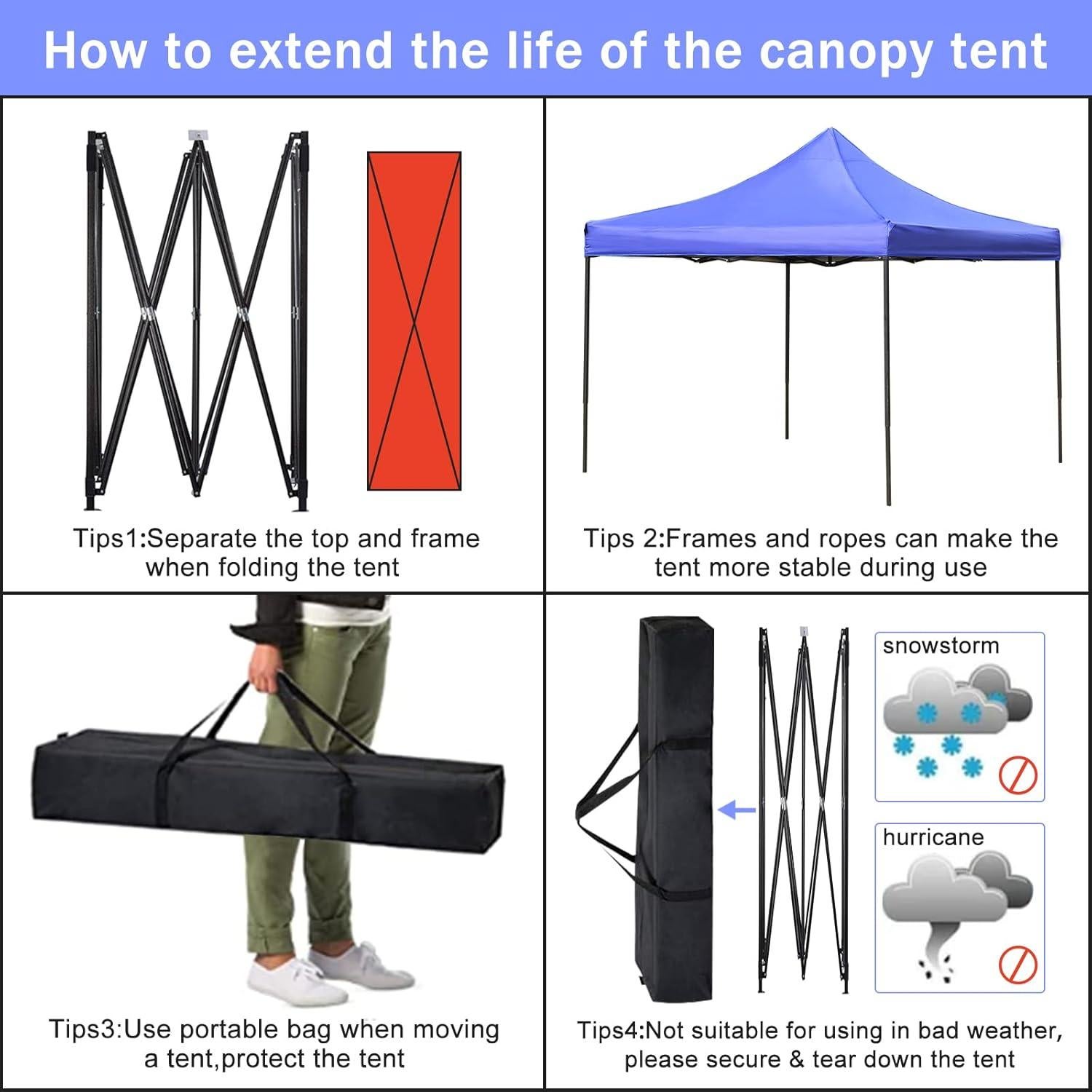 Carpa Plegable 3.05x3.05m Ckofgdsue Azul para Eventos