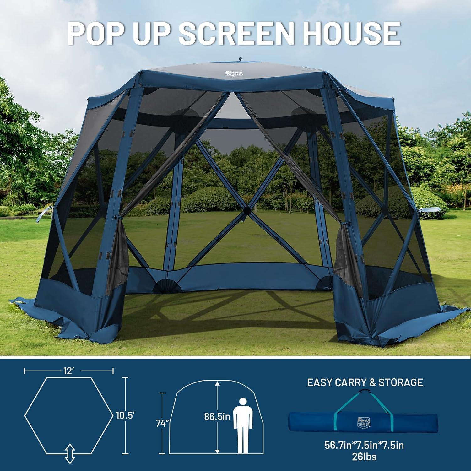 Gazebo Plegable Timber Ridge 3.69x3.20m para 6 Personas