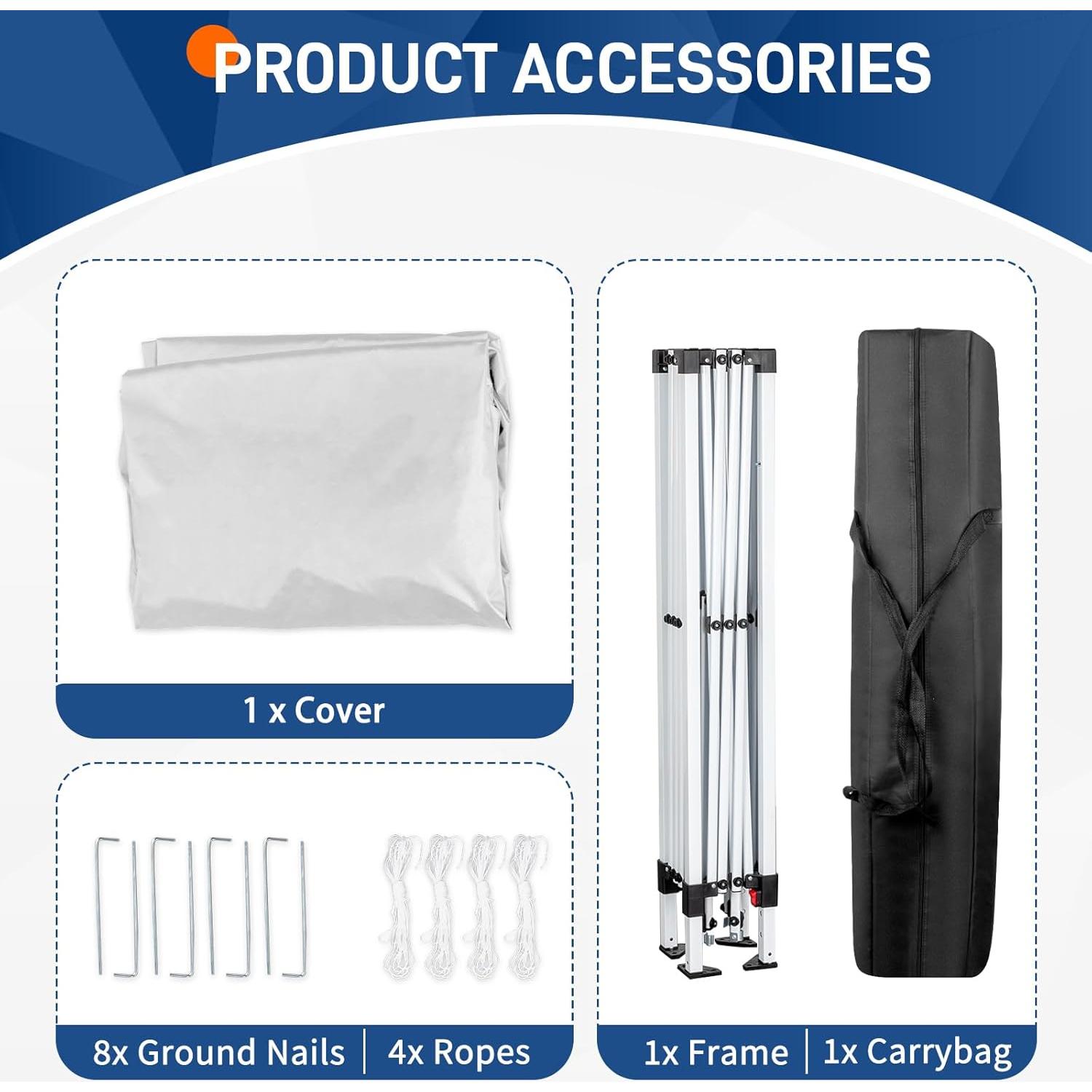 Tienda Plegable Impermeable JHshop 2.4x2.4m Blanca para Eventos