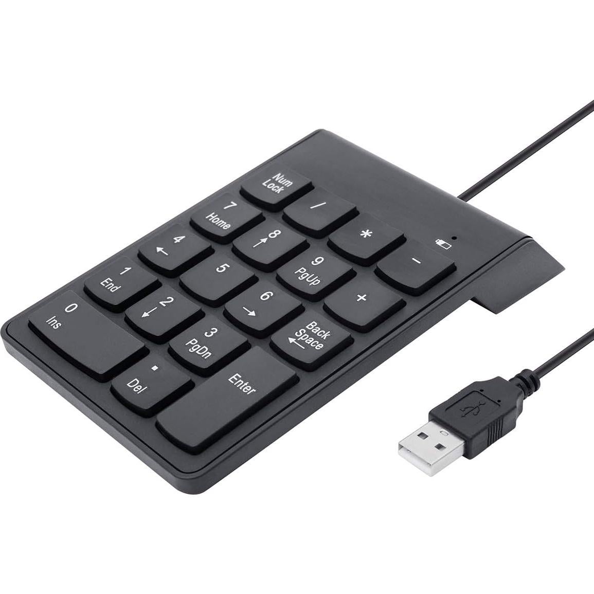 Teclado Numérico USB Kadaon 18 Teclas Ergonómico - Negro