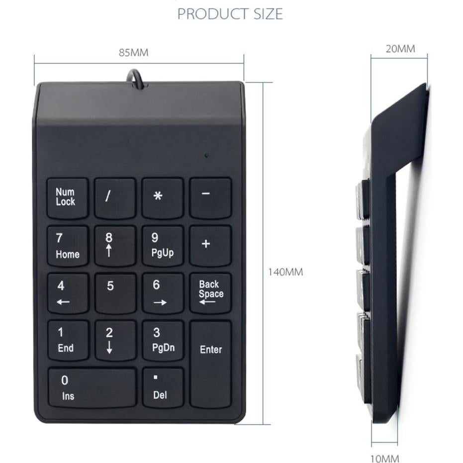 Teclado Numérico USB Kadaon 18 Teclas Ergonómico - Negro