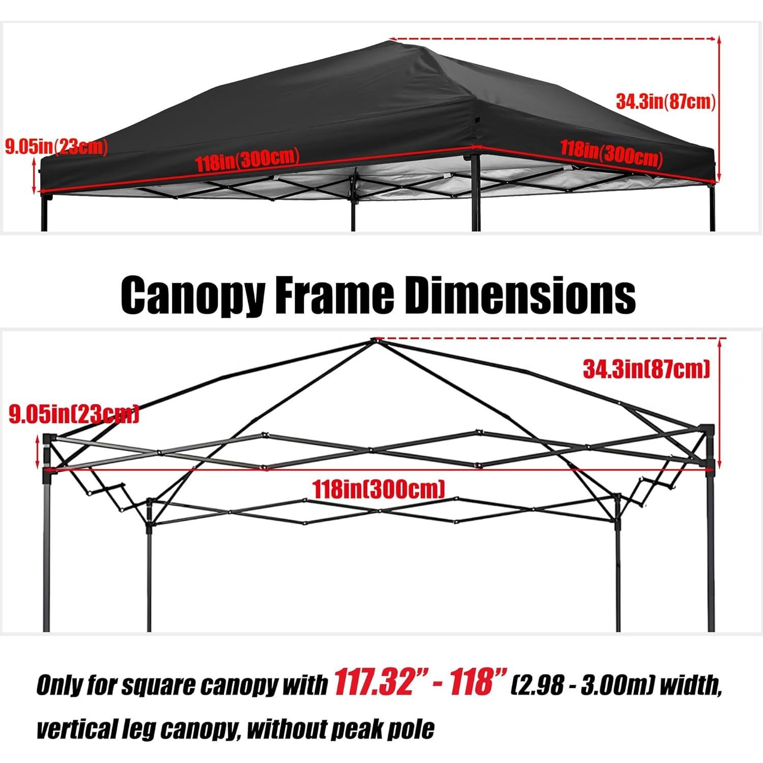 Cubierta Superior para Toldos Plegables NINAT 10x10 Negra