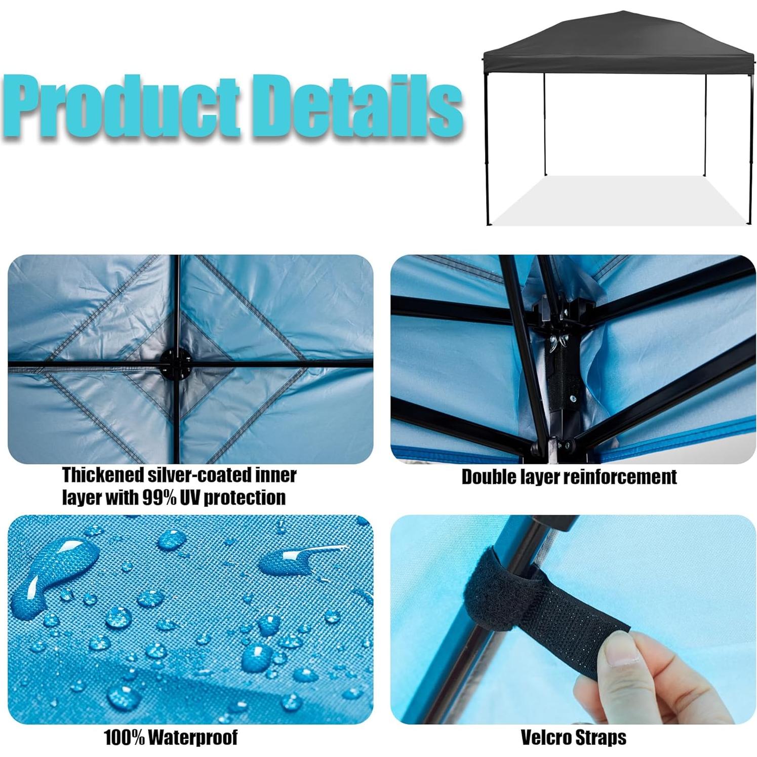 Cubierta Superior para Toldos Plegables NINAT 10x10 Negra