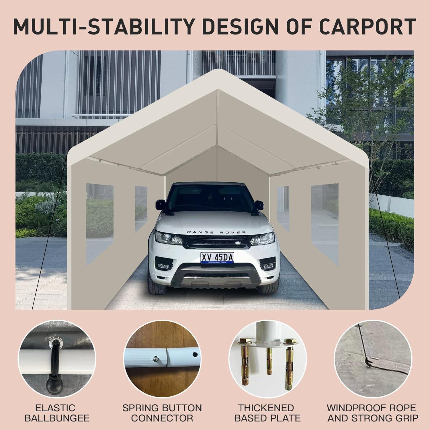 Ultimate Outdoor Car Shelter with 10x20 ft Portable Garage Tent, Easy Installation, Weather-Resistant, for Events