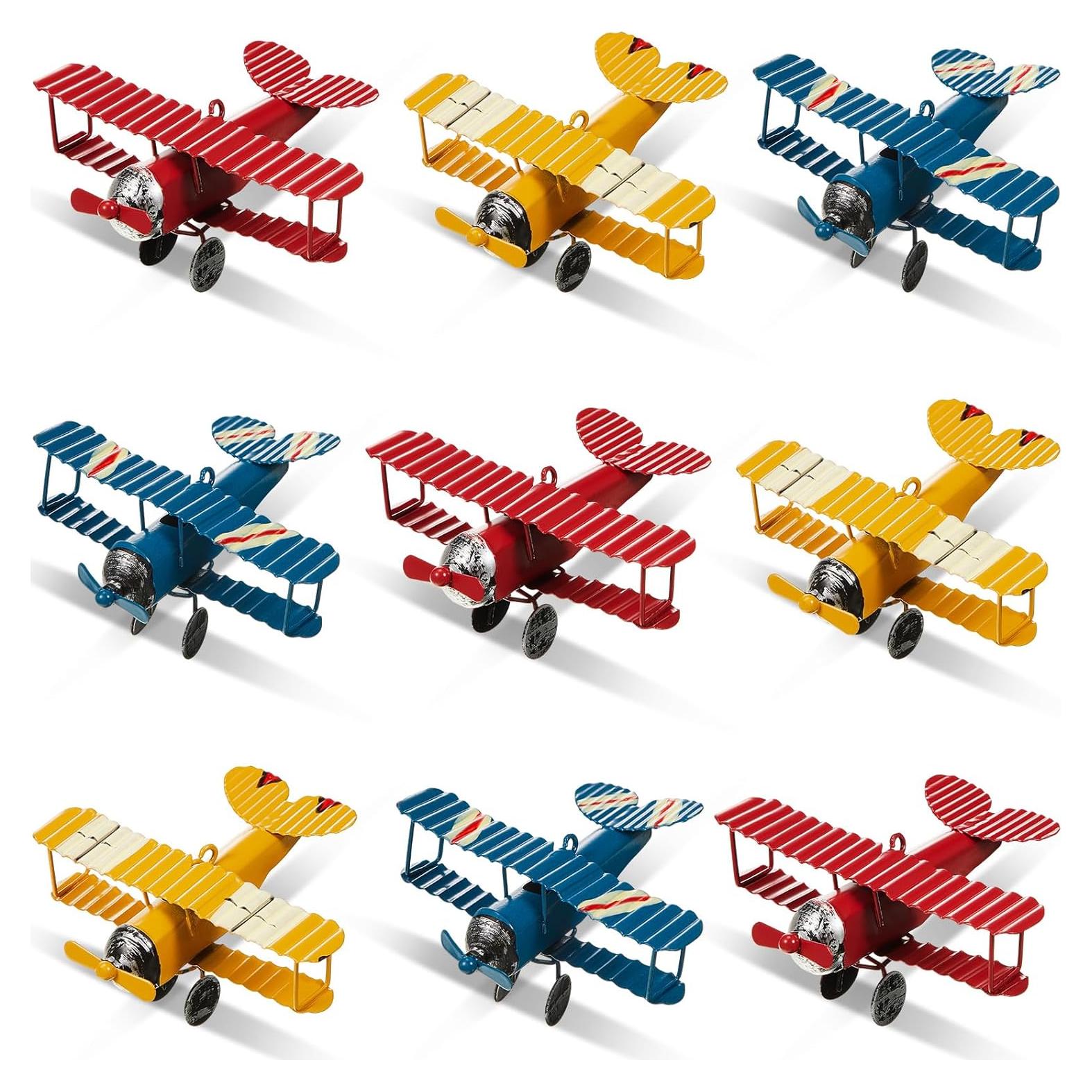 Adornos de Aviones de Metal Therwen 9 Pcs Vintage