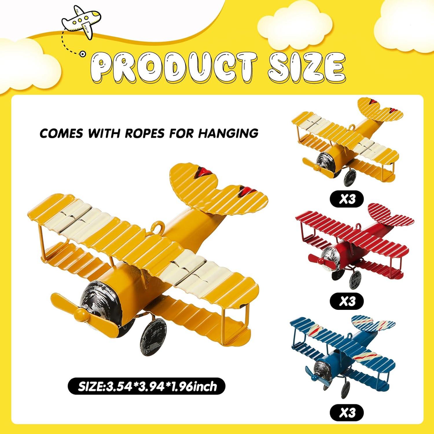 Adornos de Aviones de Metal Therwen 9 Pcs Vintage