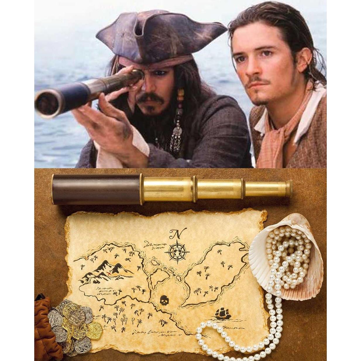 Telescopio Pirata Retro 25x30mm con Brújula y Estuche