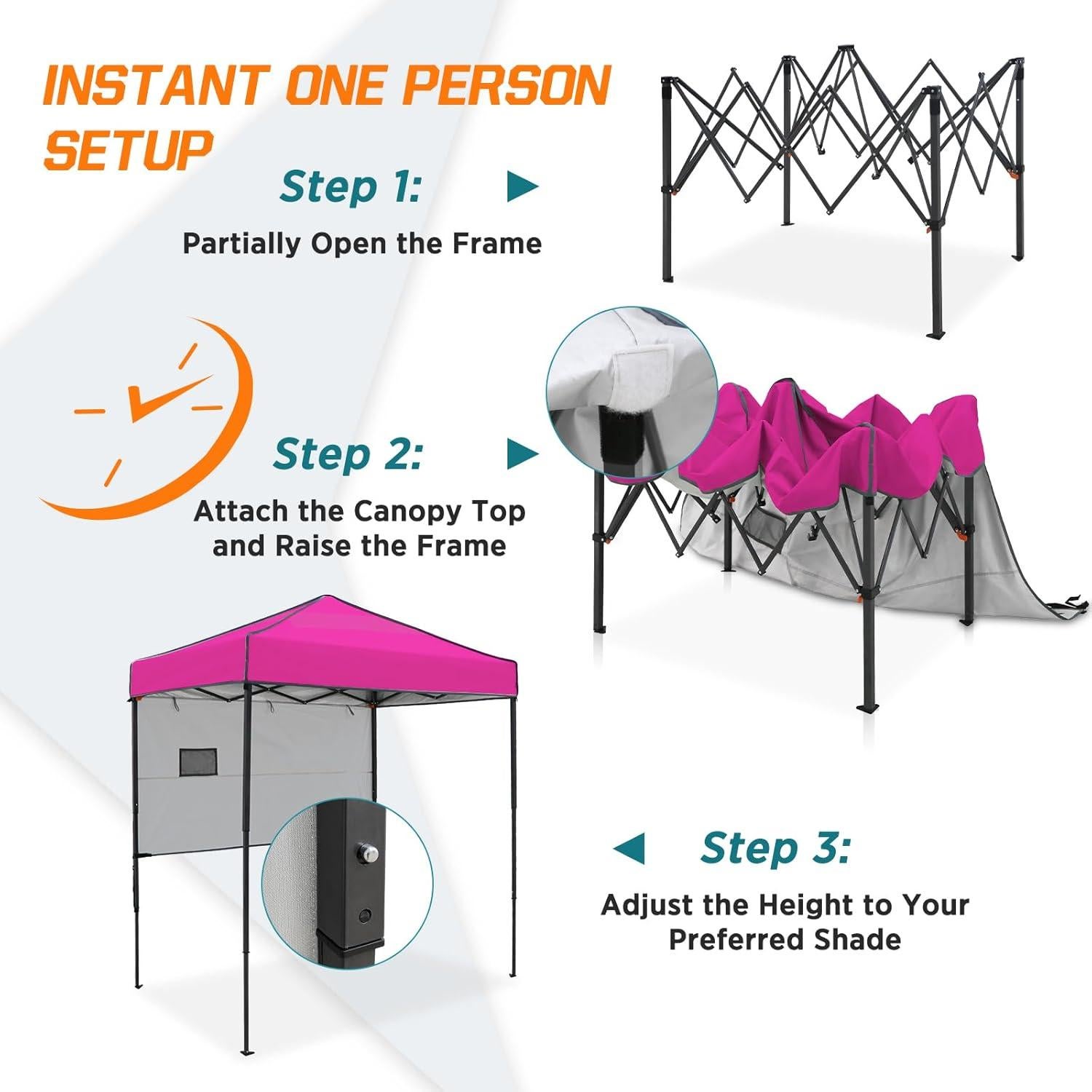 Carpa Instantánea COOS BAY 6x4 Rosa con Pared Solar Ajustable