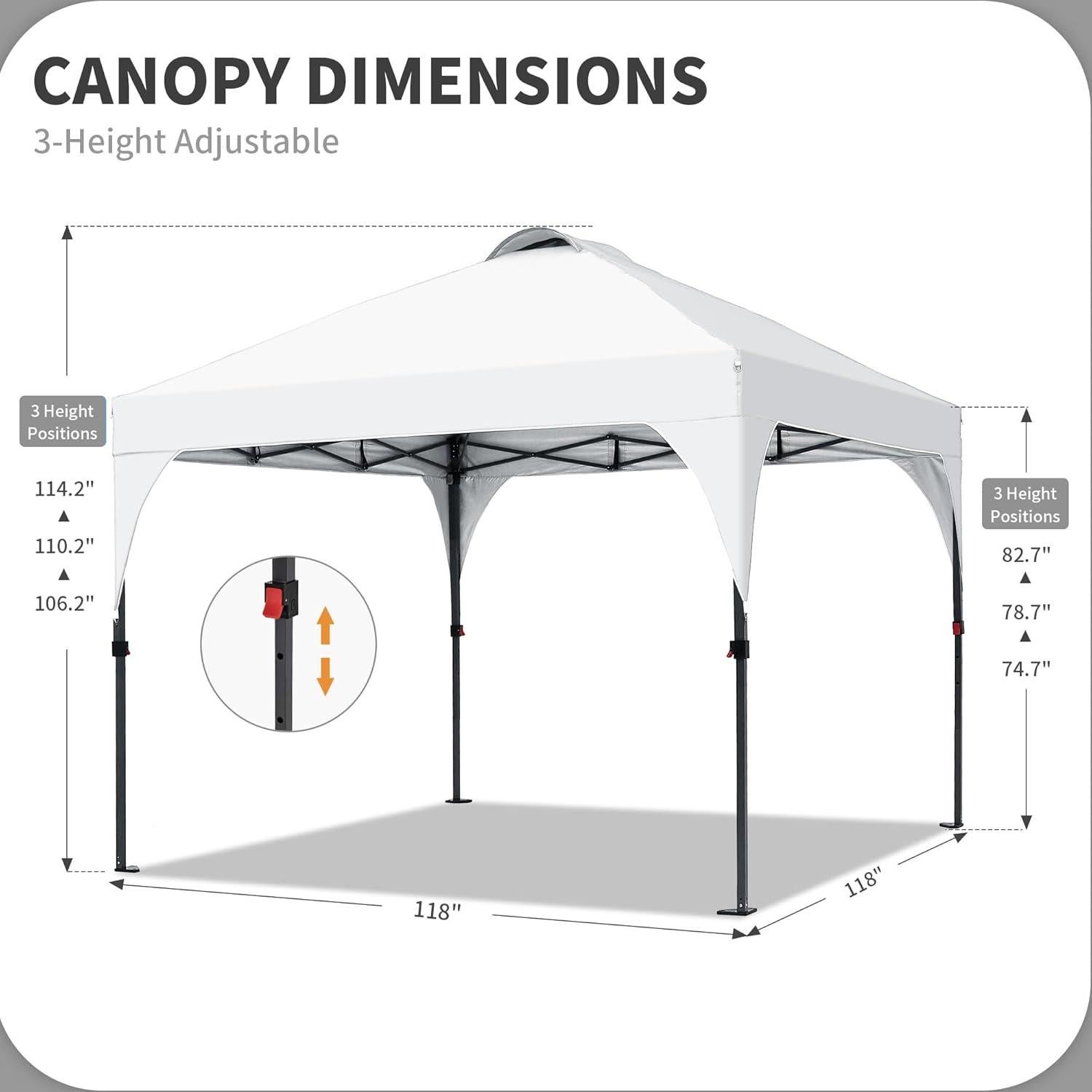 Carpa Plegable HYD-Parts 3x3m Blanca, Ajustable, Impermeable