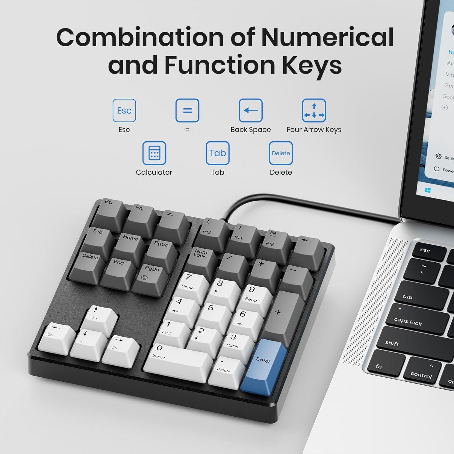 Teclado Numérico Mecánico Kisnt KN34-B Rojo USB 34 Teclas