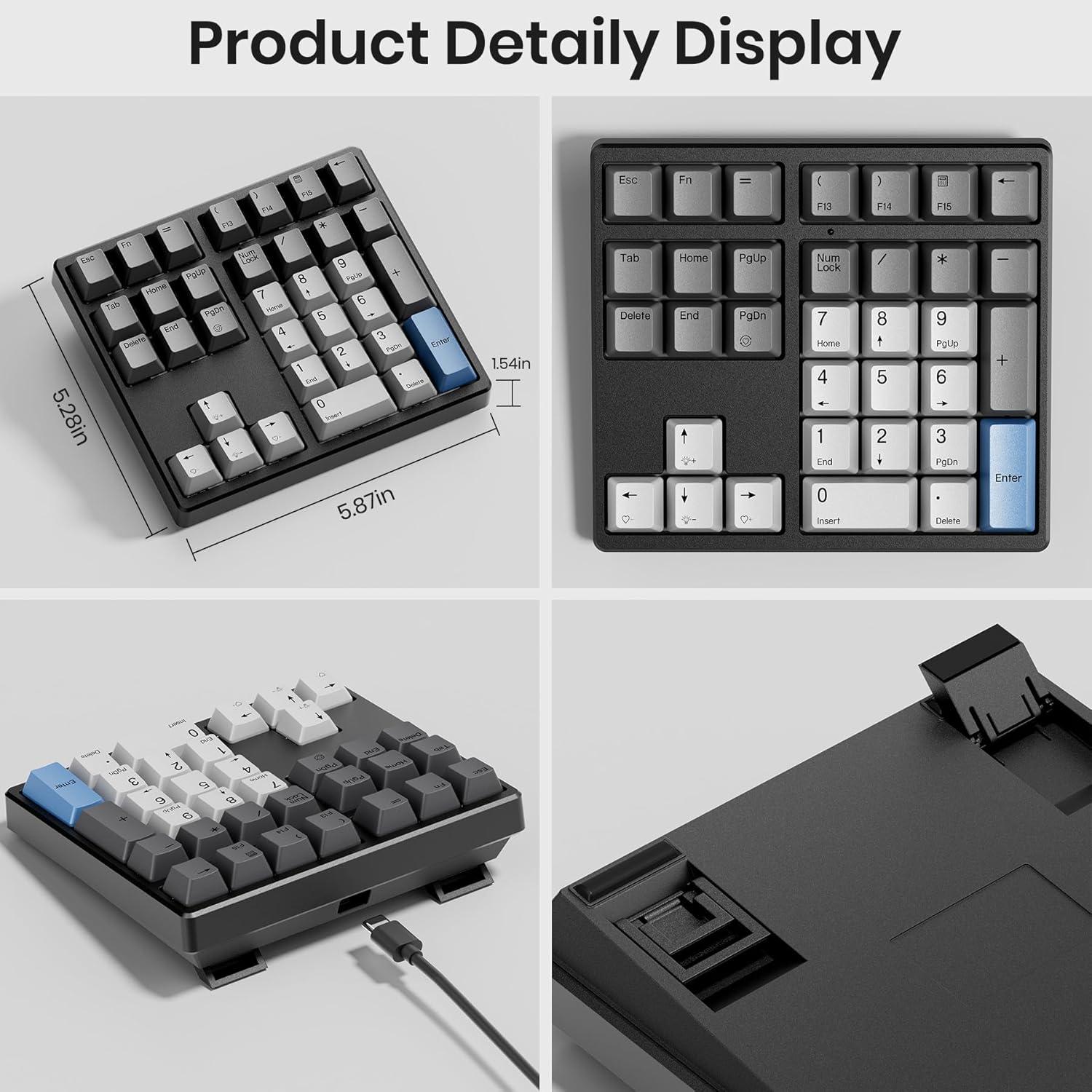 Teclado Numérico Mecánico Kisnt KN34-B Rojo USB 34 Teclas