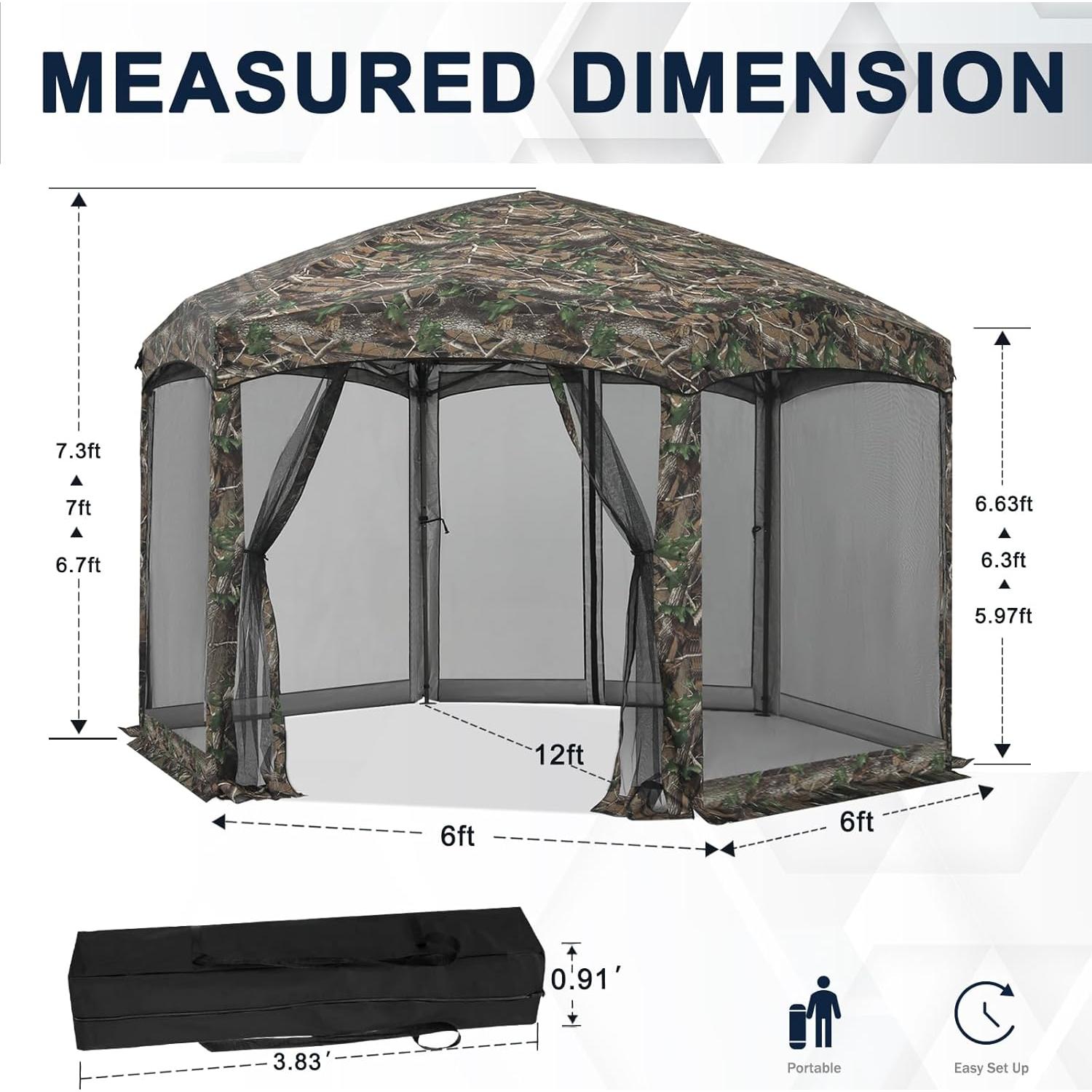 Carpa Plegable COOSHADE 12x12 con Mosquitera Camuflaje