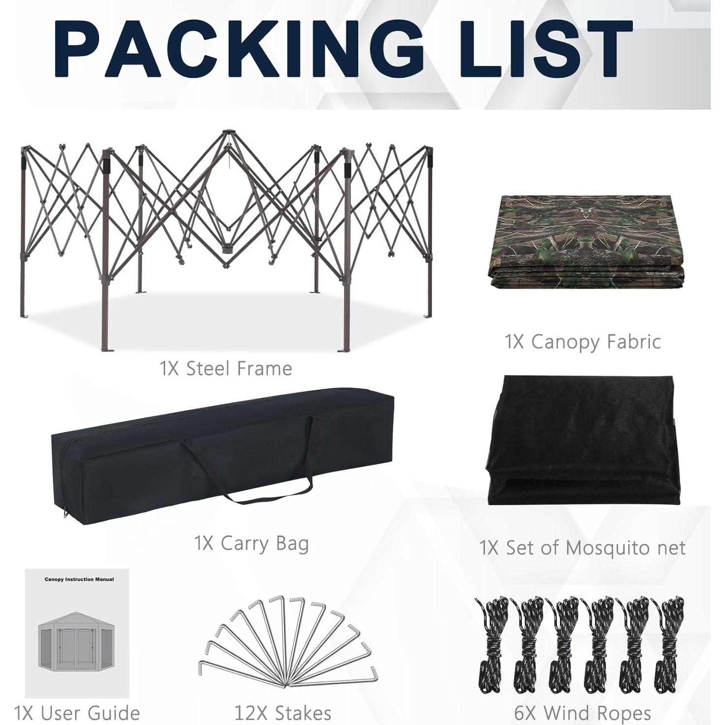 Carpa Plegable COOSHADE 12x12 con Mosquitera Camuflaje