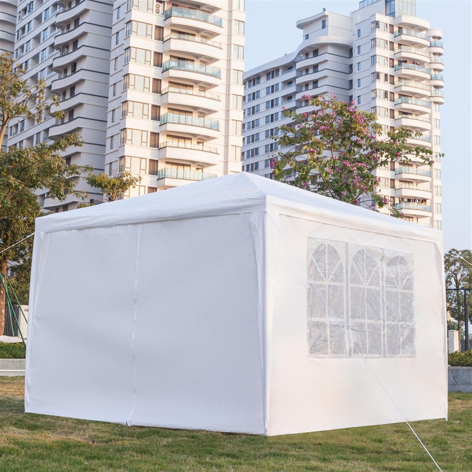 Carpa Plegable 3x3m MELOOLM Blanca con Ventanas y Estructura Fuerte