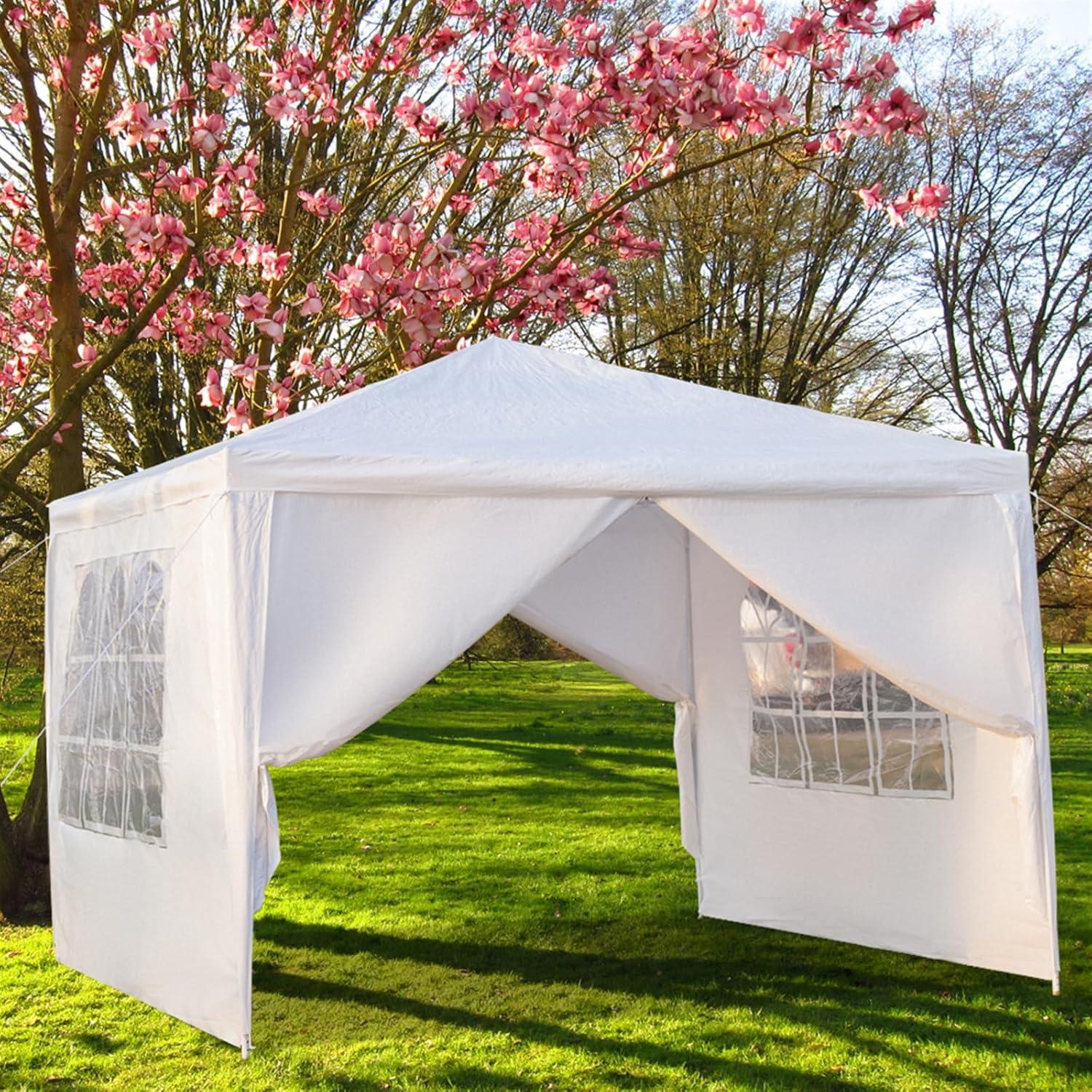 Carpa Plegable 3x3m MELOOLM Blanca con Ventanas y Estructura Fuerte