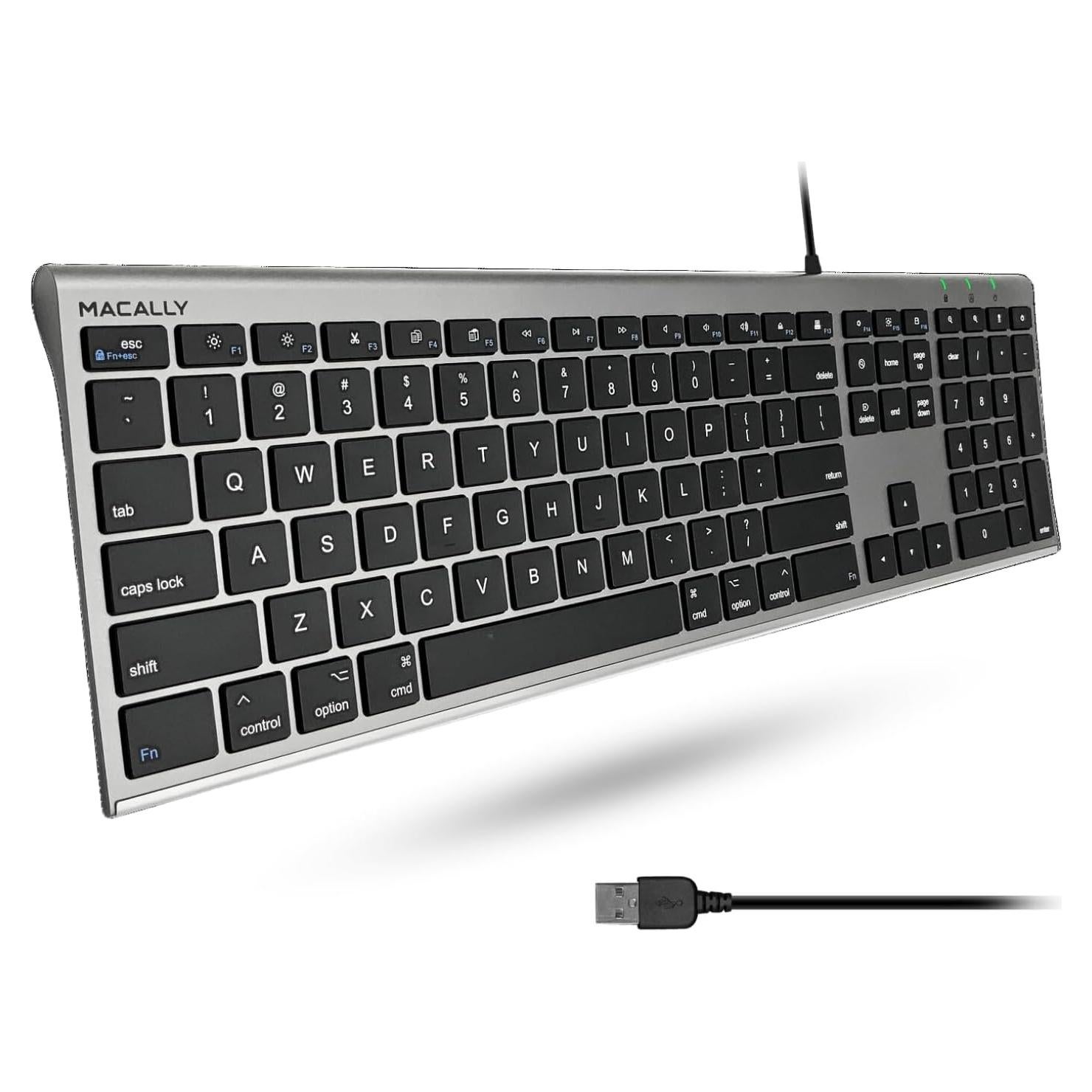 Teclado USB Macally Ultra Delgado - Gris Espacial