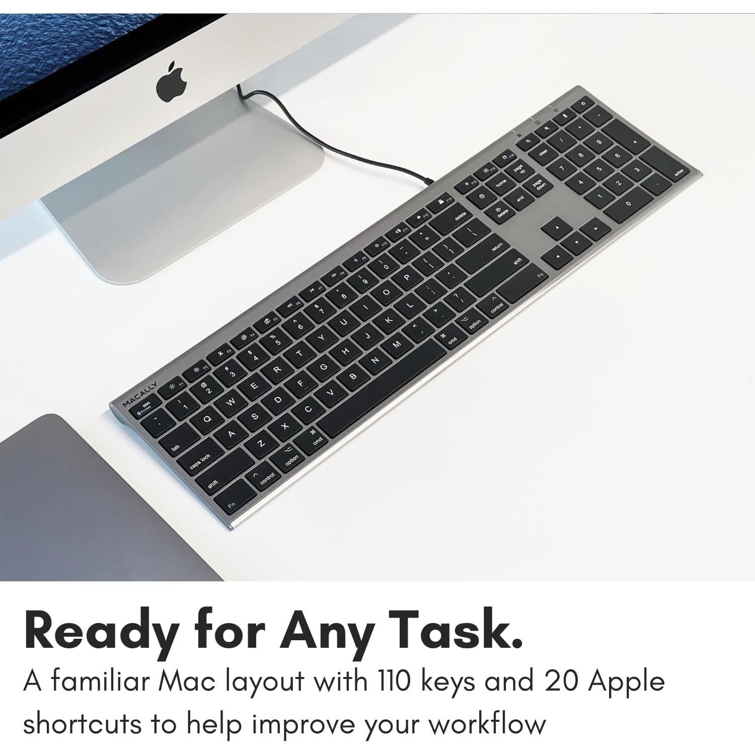 Teclado USB Macally Ultra Delgado - Gris Espacial