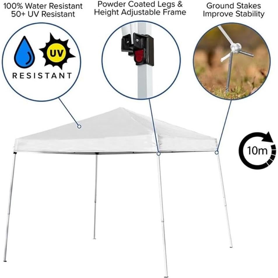 Carpa Plegable Flash Furniture 8x8 Blanca Resistente al Agua