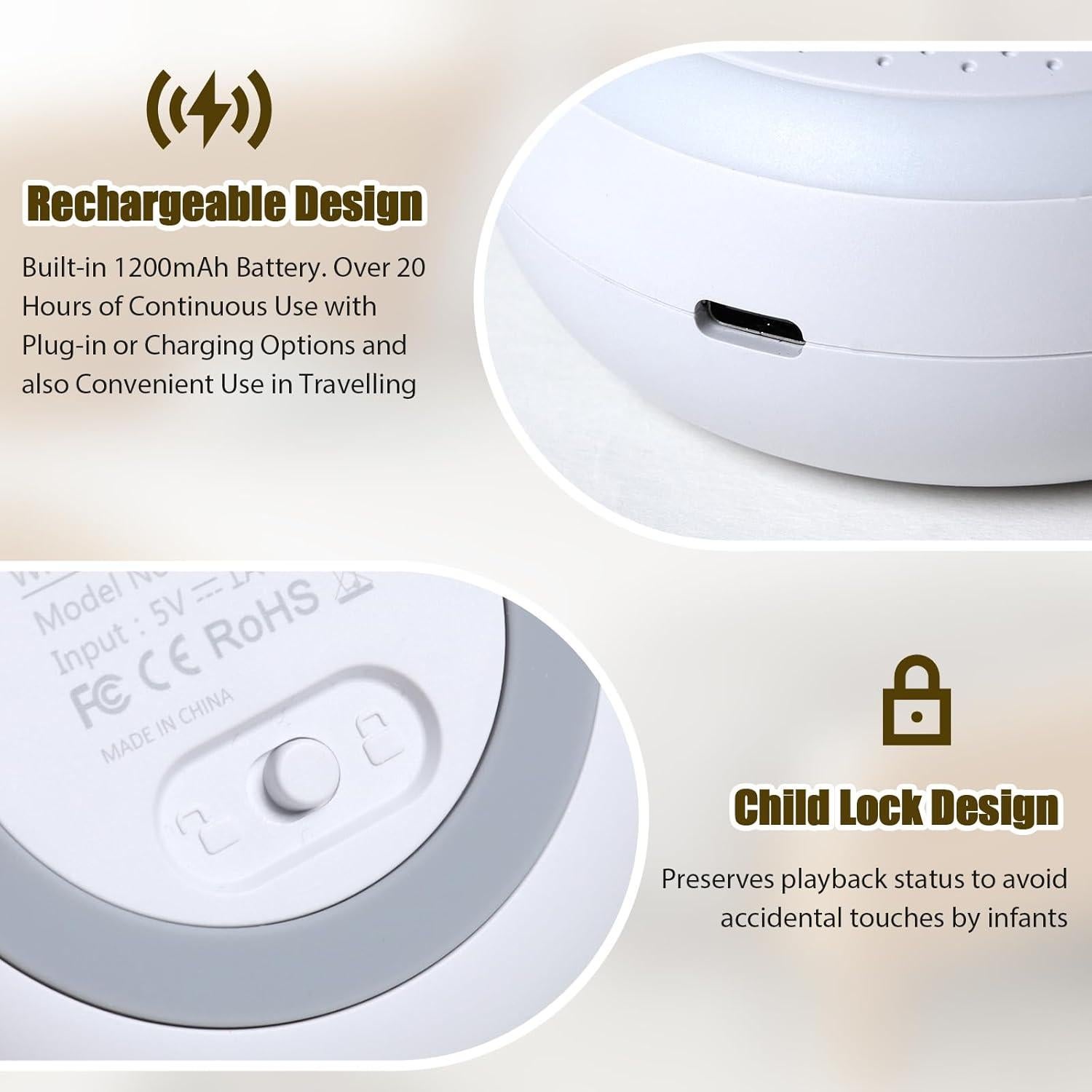 Máquina de Sonido Blanco Recargable USB Hi-FiD - 20 Pistas