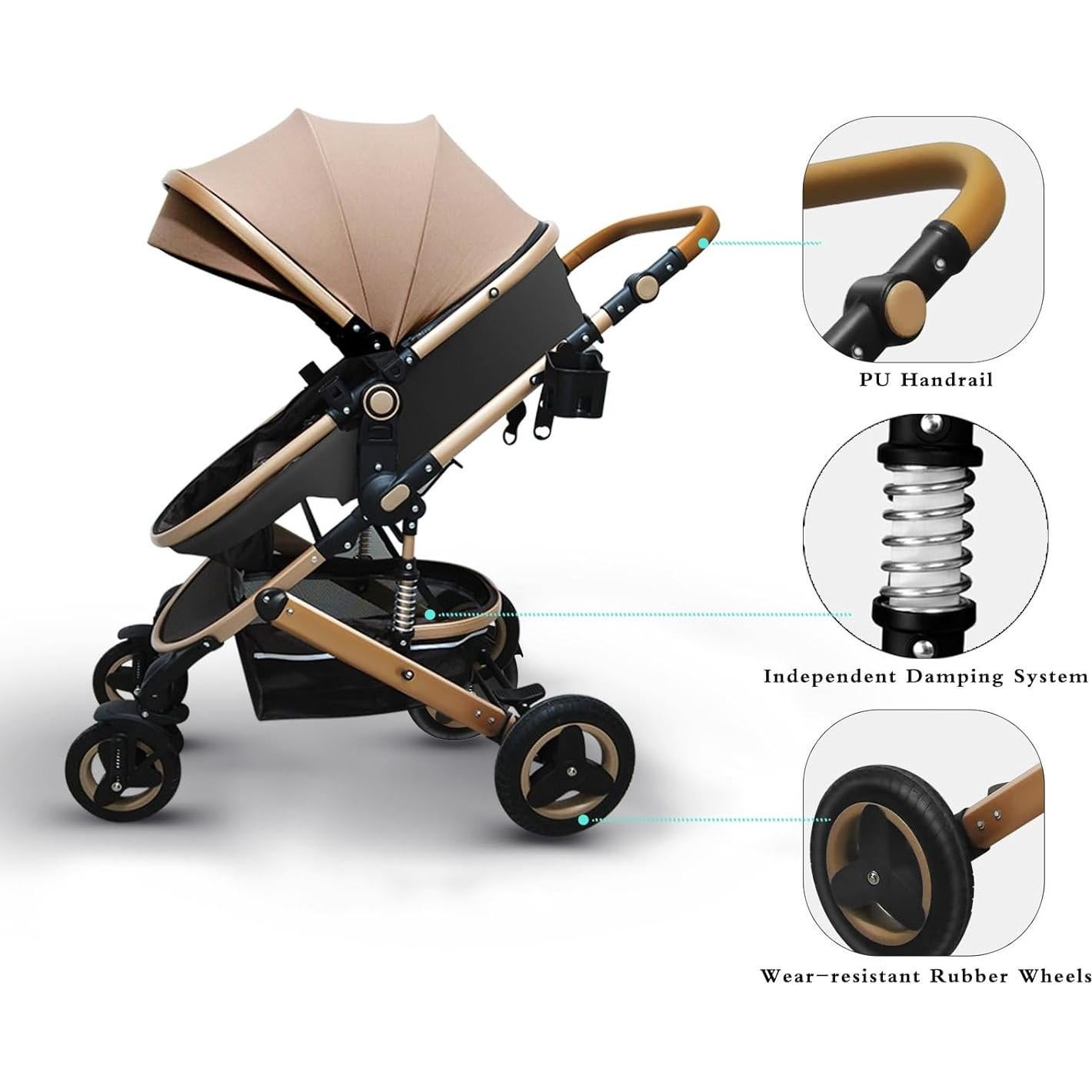 Cochecito de bebé Petit B612 2 en 1 Plegable Gris