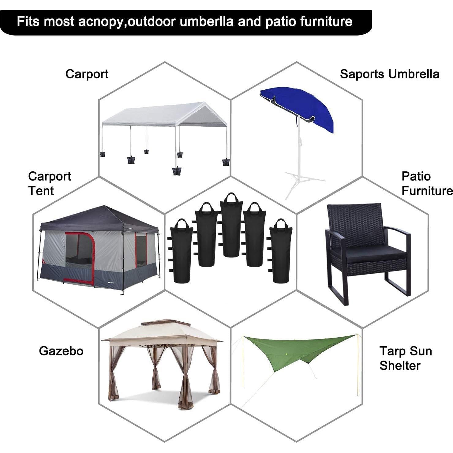 Paquete de 6 bolsas de arena AMIMA negro 76.2 kg para carpa