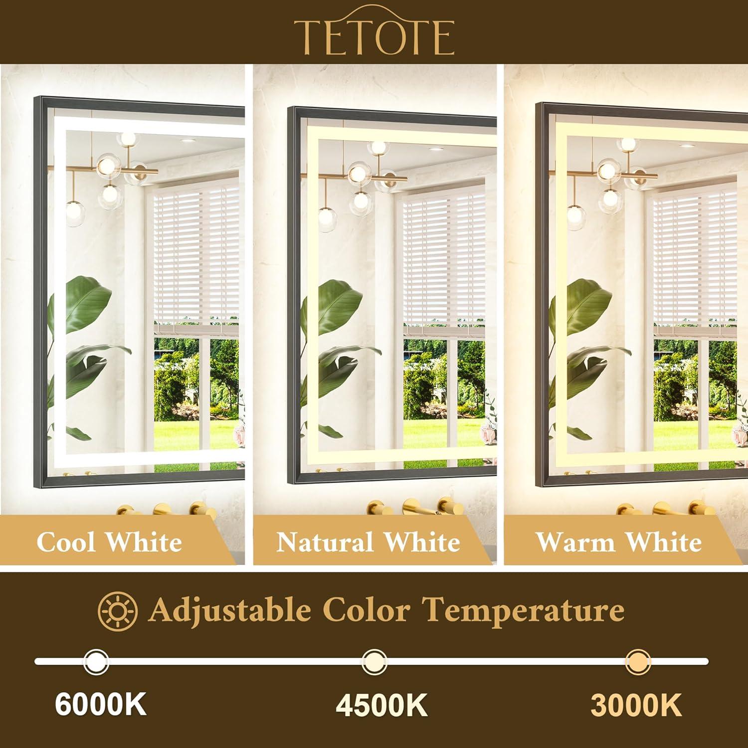 Espejo LED de Baño TETOTE 71x50 cm Antivaho Iluminado Negro