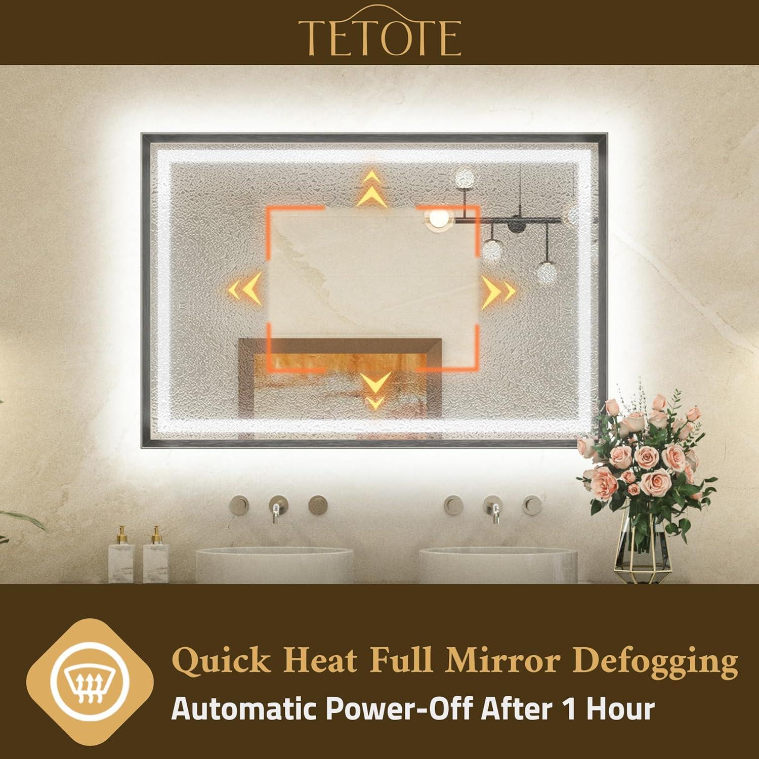 Espejo LED de Baño TETOTE 71x50 cm Antivaho Iluminado Negro