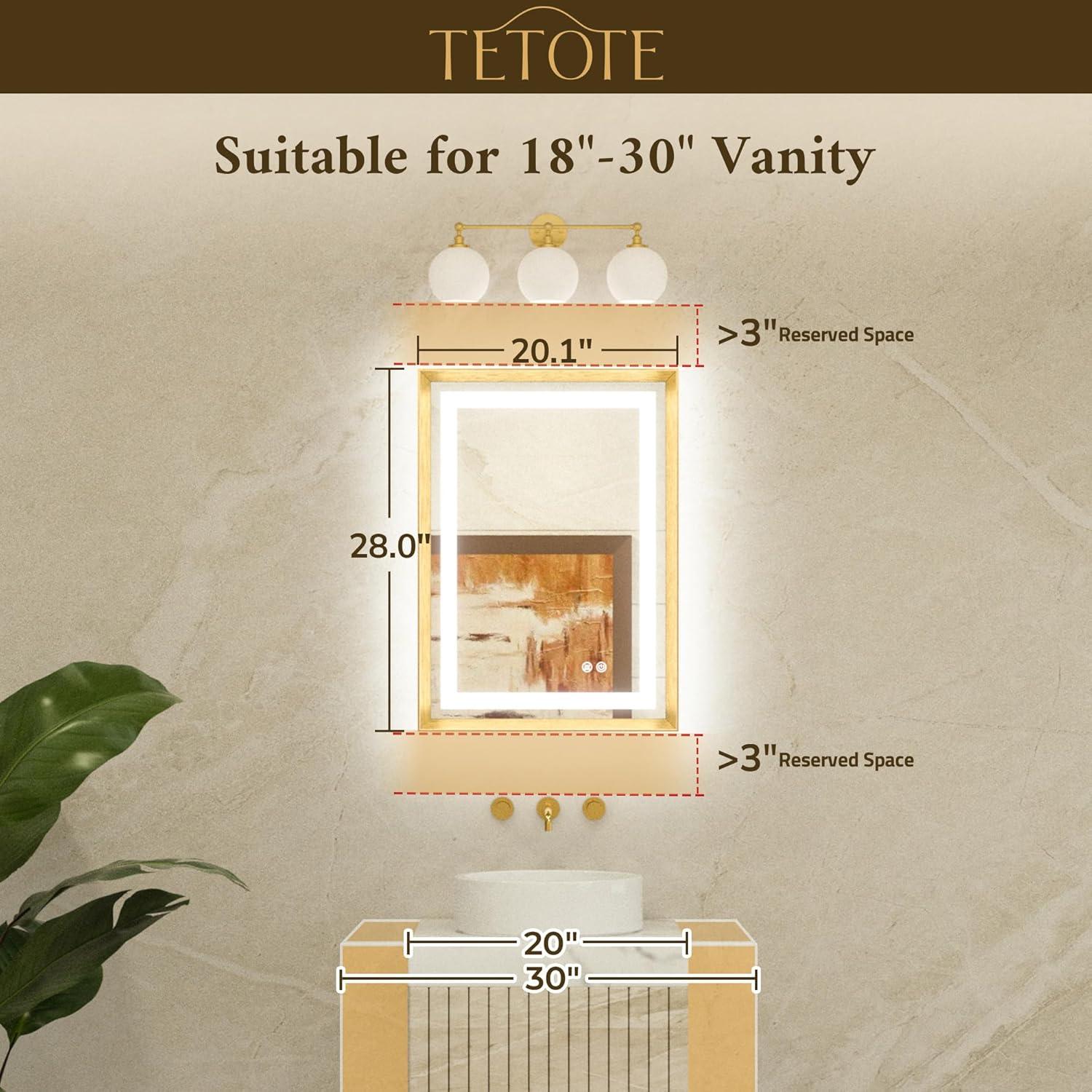 Espejo LED de Baño TETOTE 71x50 cm Antivaho Iluminado Negro