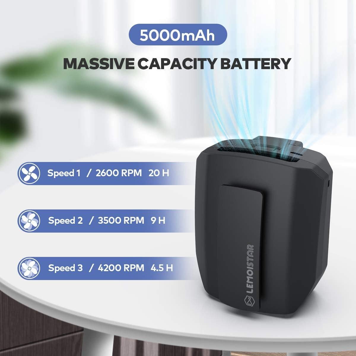 Ventilador Portátil LEMOISTAR 3 en 1 Recargable USB 5000mAh