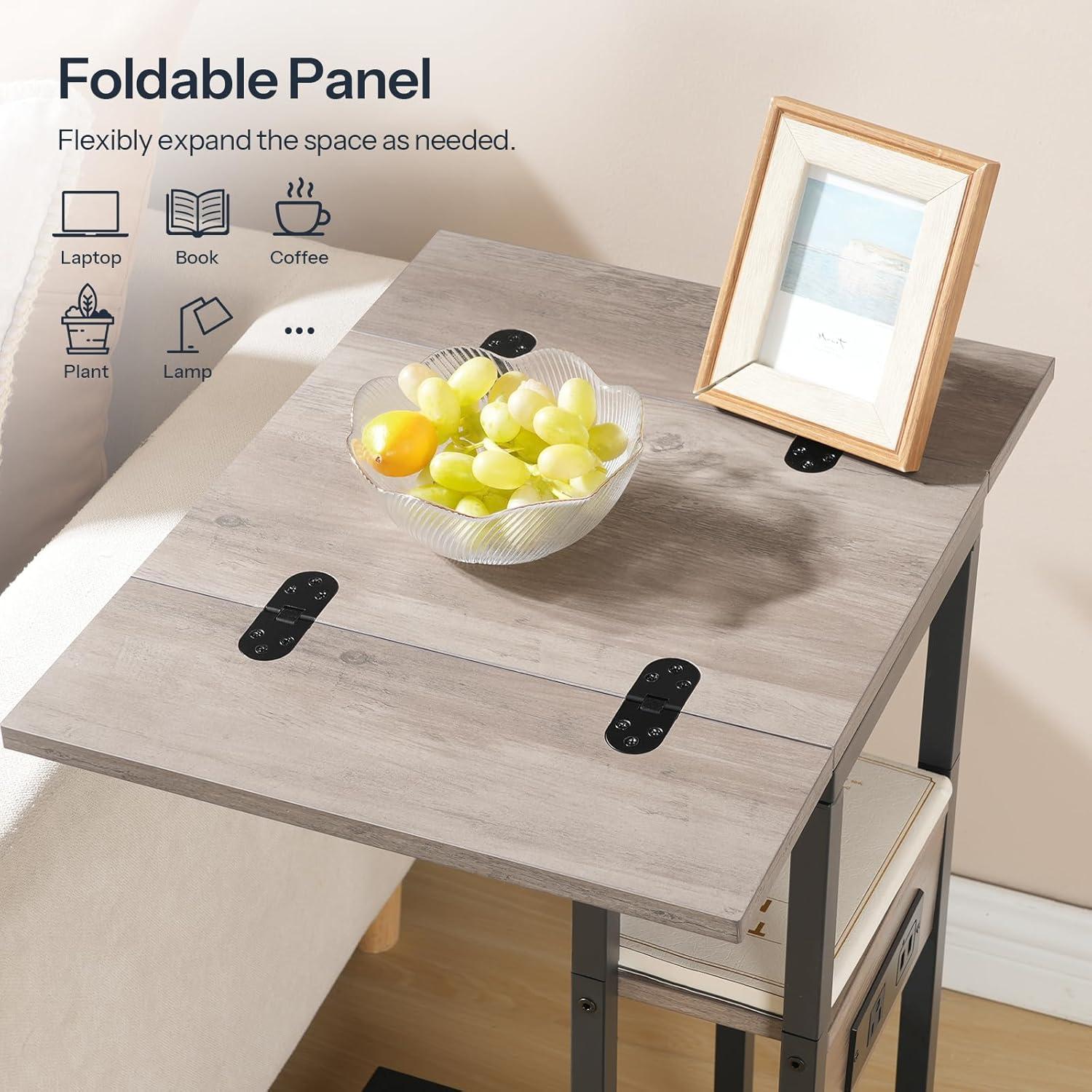 Mesa Auxiliar Plegable HOOBRO en Forma de C con Carga USB