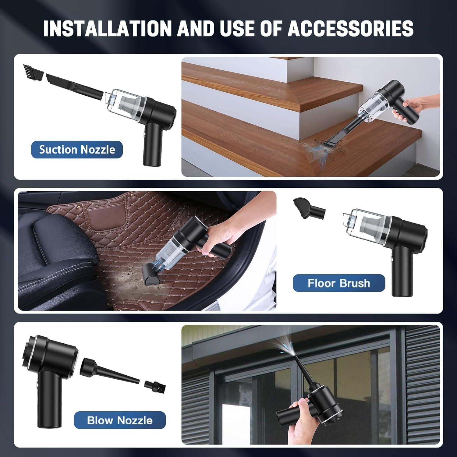 Aspiradora de Mano Inalámbrica LSLCQW 120W 4500Pa 5 Accesorios