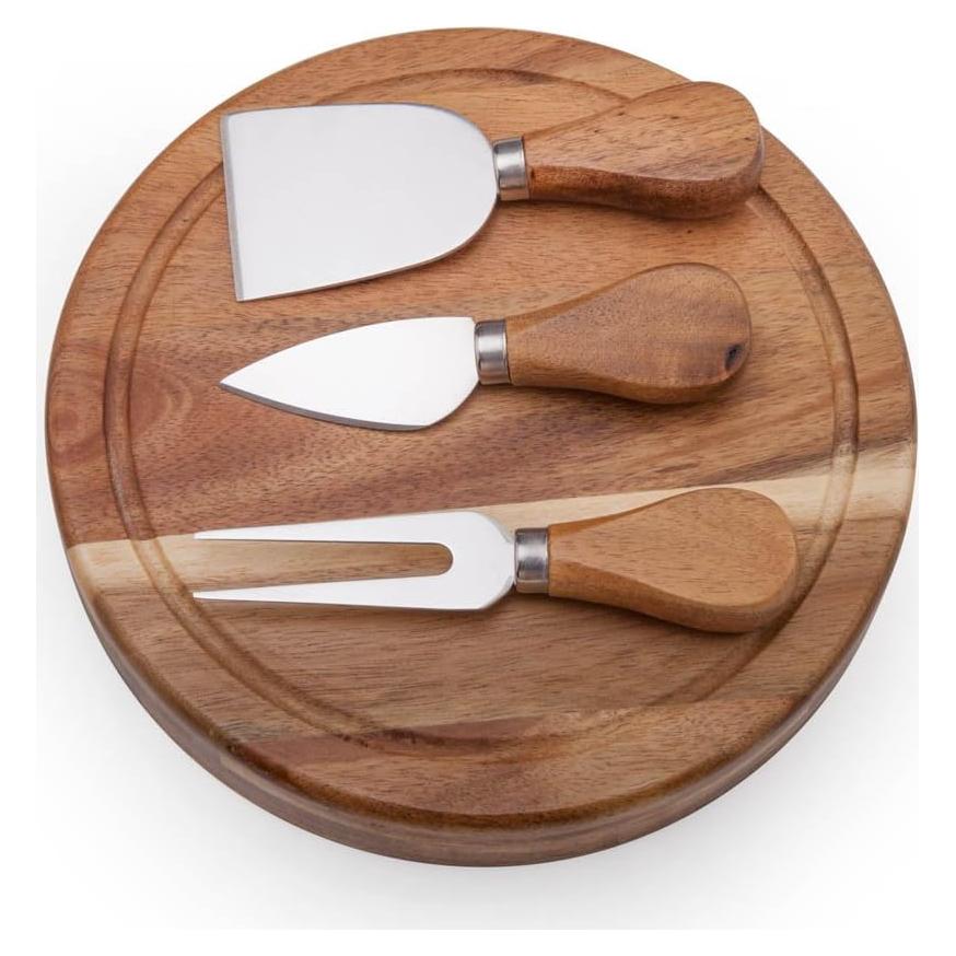 Tabla de Queso Redonda Deslizante ILEAF 19 cm Madera Acacia