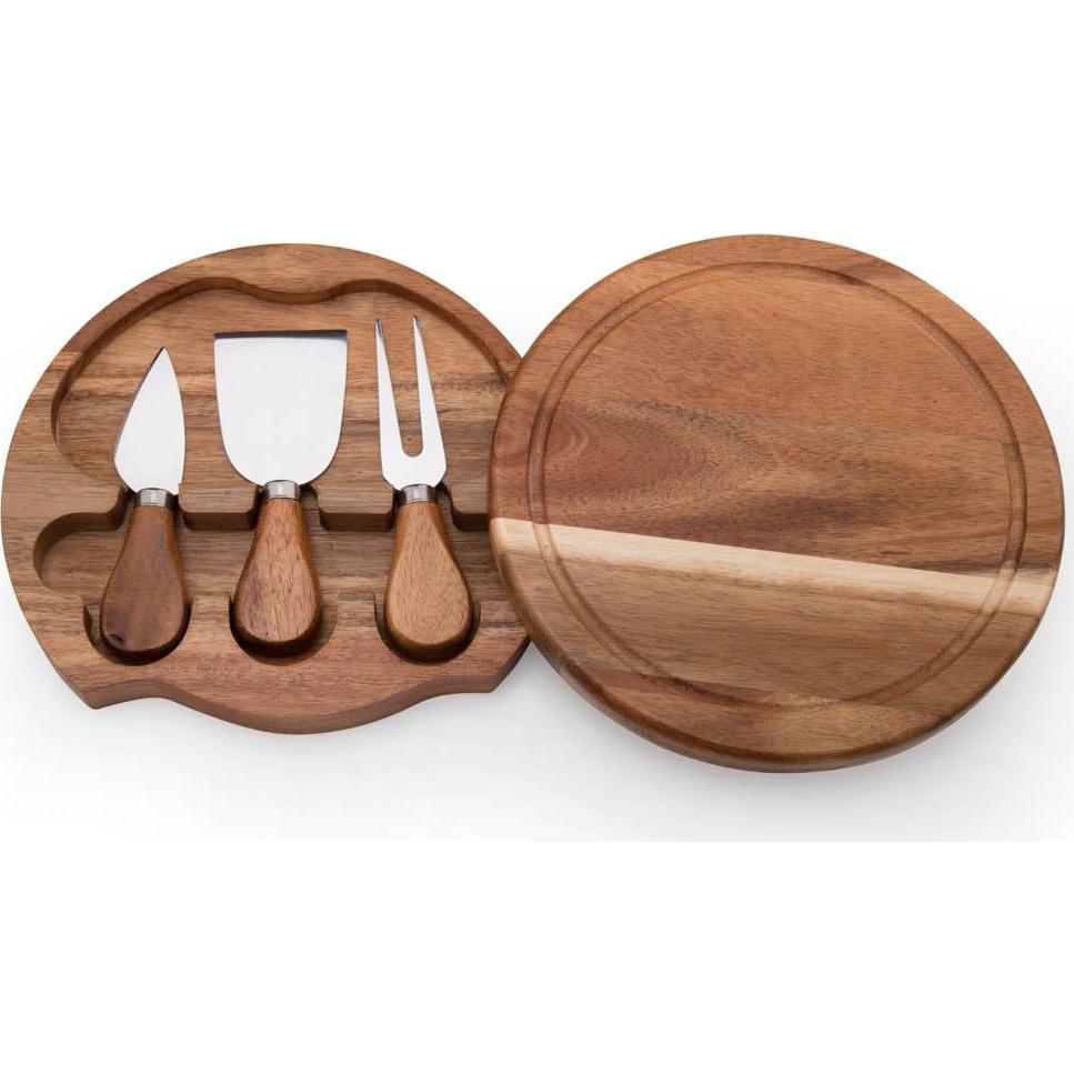 Tabla de Queso Redonda Deslizante ILEAF 19 cm Madera Acacia