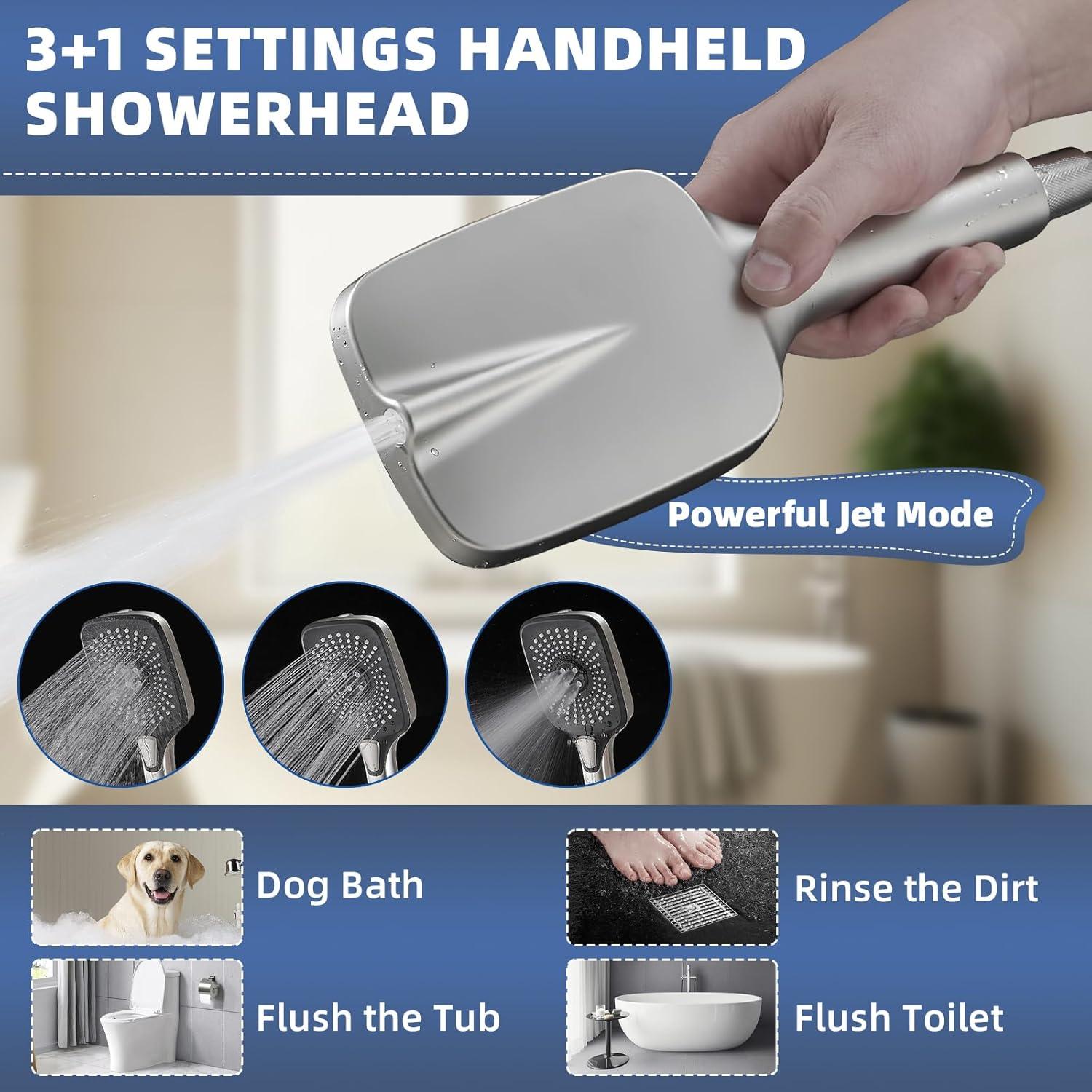 Cabeza de Ducha de Lluvia Psylc 12" Alta Presión Niquel Cepillado