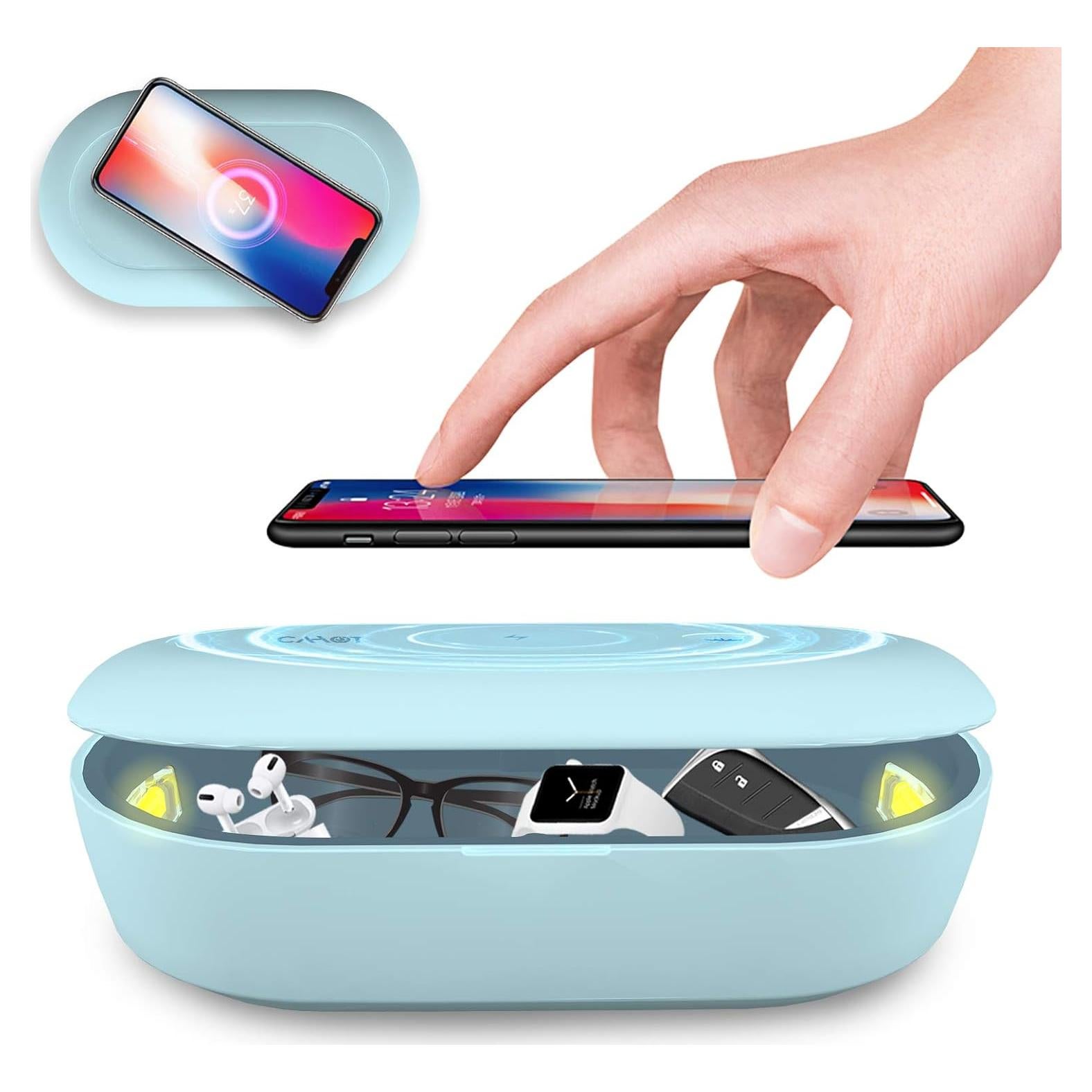 Caja Desinfectante UV Cahot con Carga Inalámbrica Azul