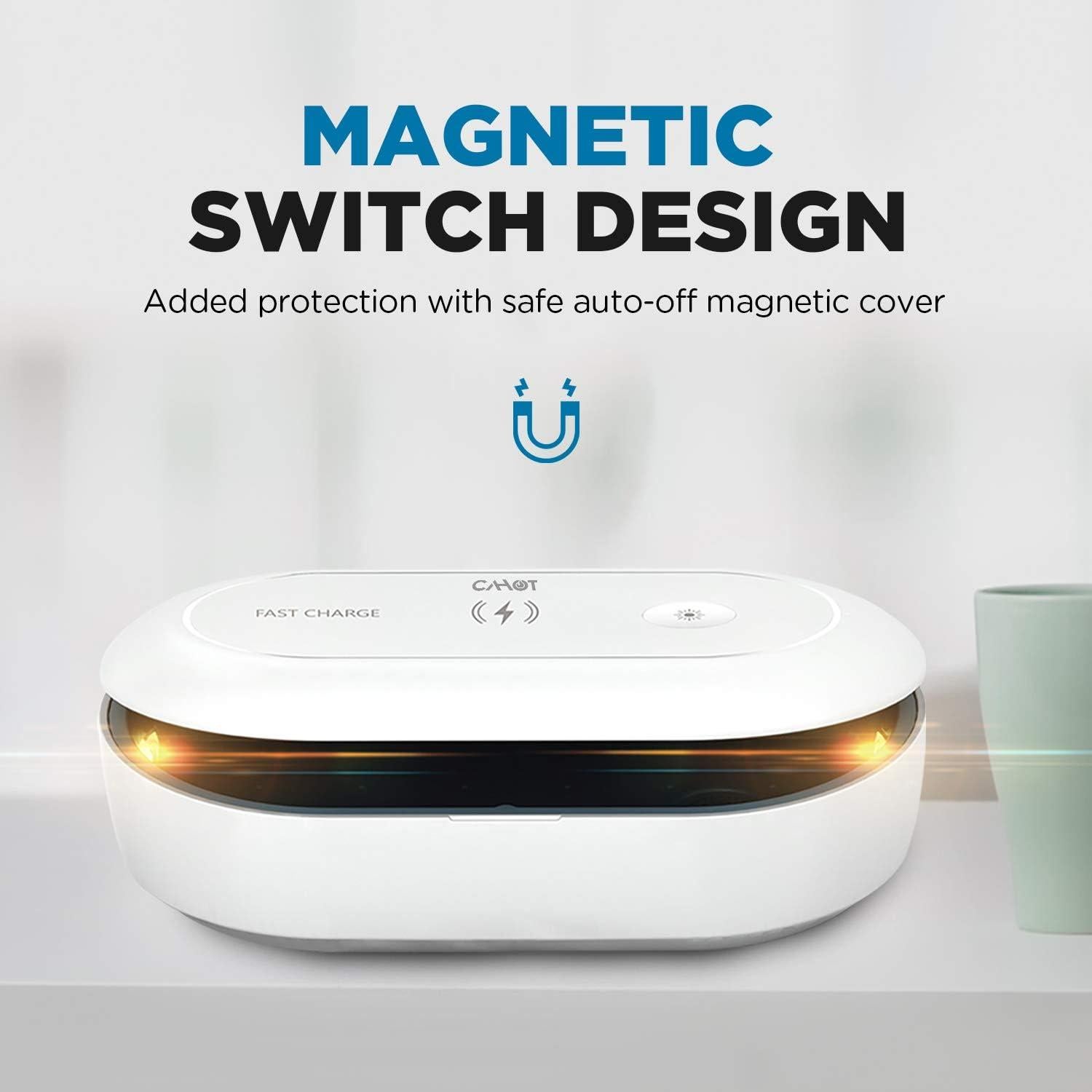 Caja Desinfectante UV Cahot con Carga Inalámbrica Azul