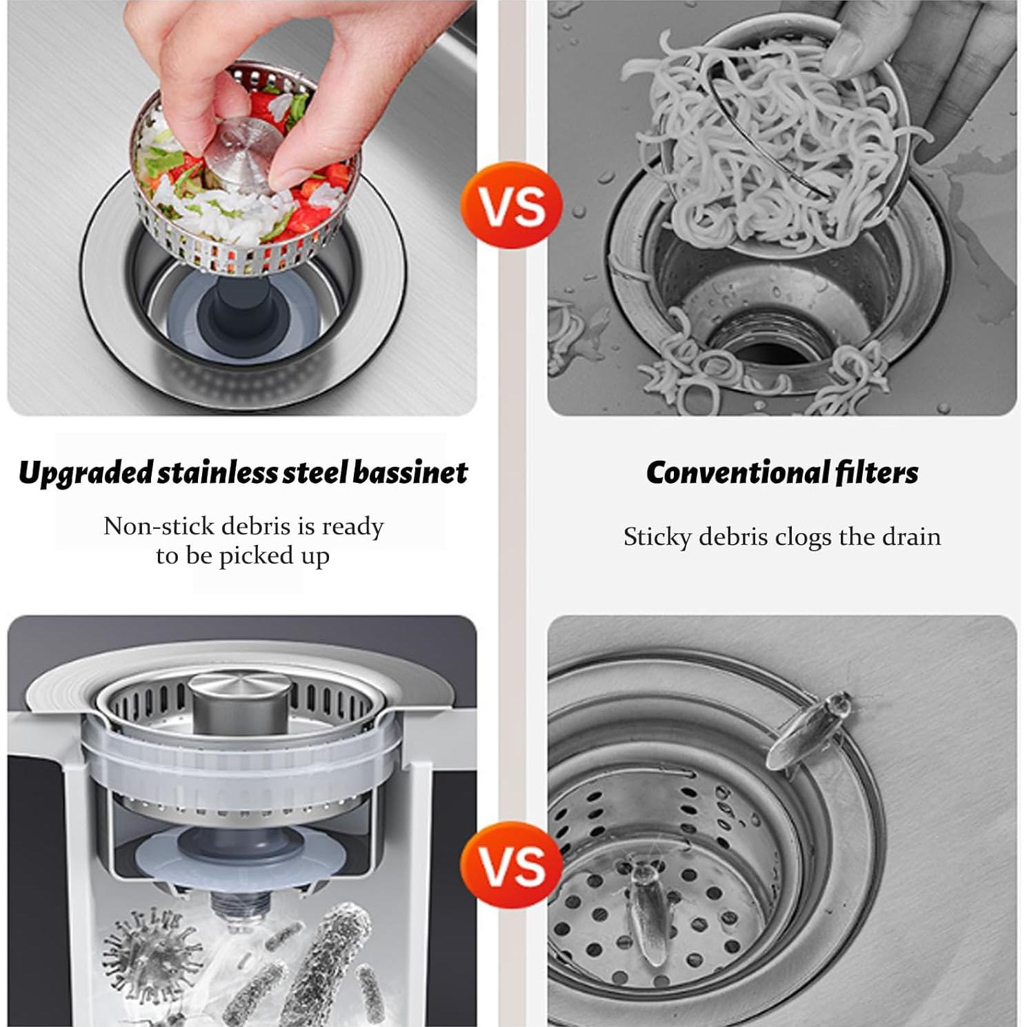 Colador de desagüe Doulfan 3 en 1 de acero inoxidable 304