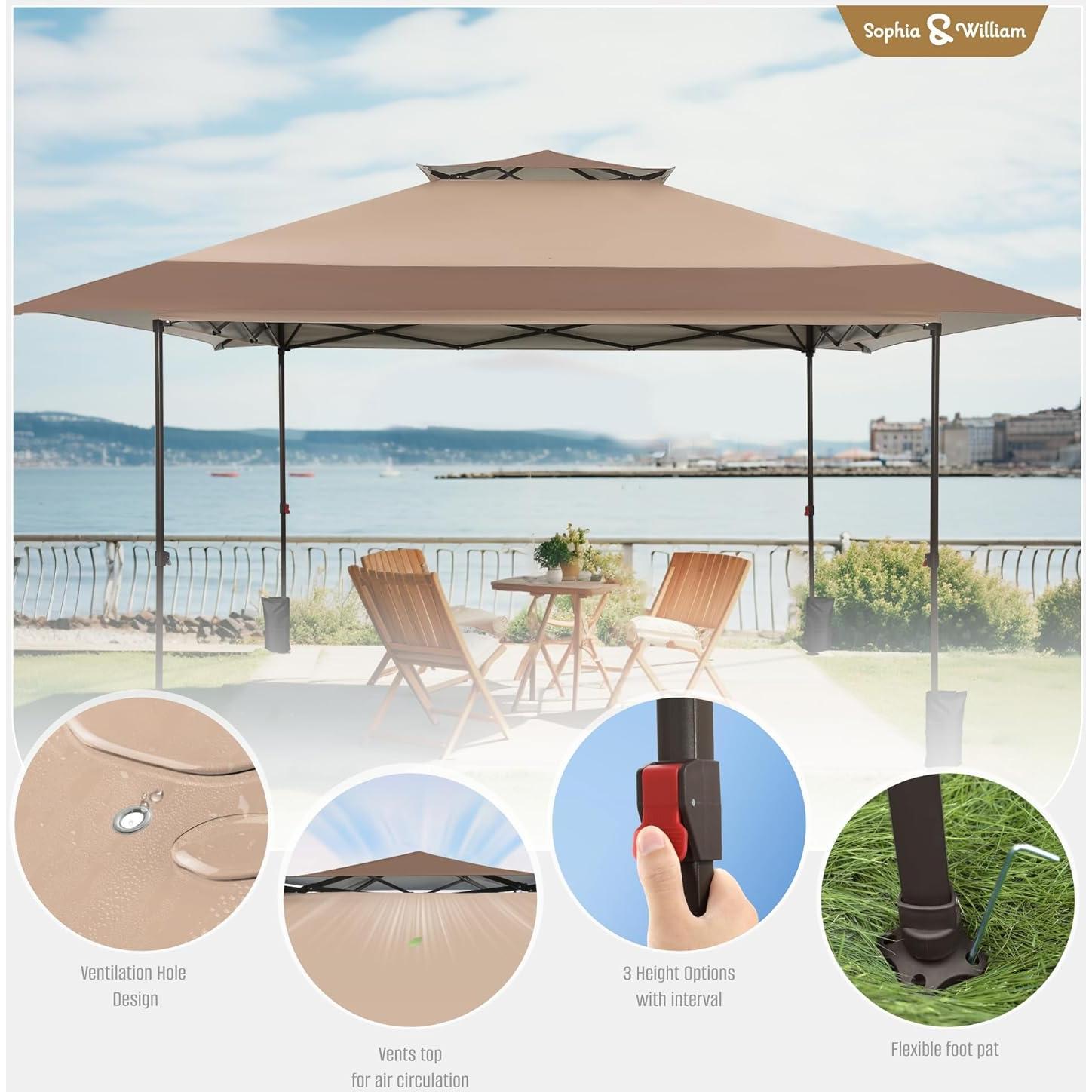 Tienda de Dosel Pop Up Sophia & William 3.96x3.96m Beige