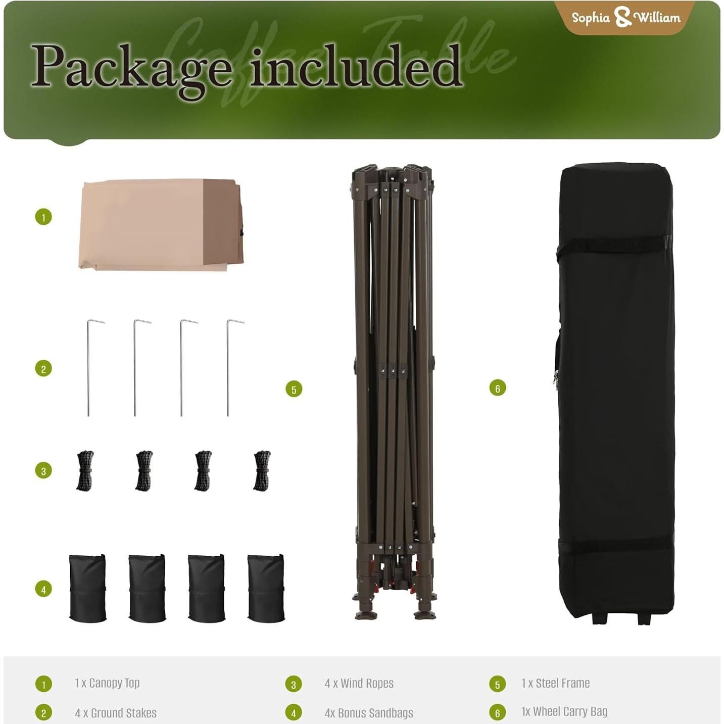 Tienda de Dosel Pop Up Sophia & William 3.96x3.96m Beige