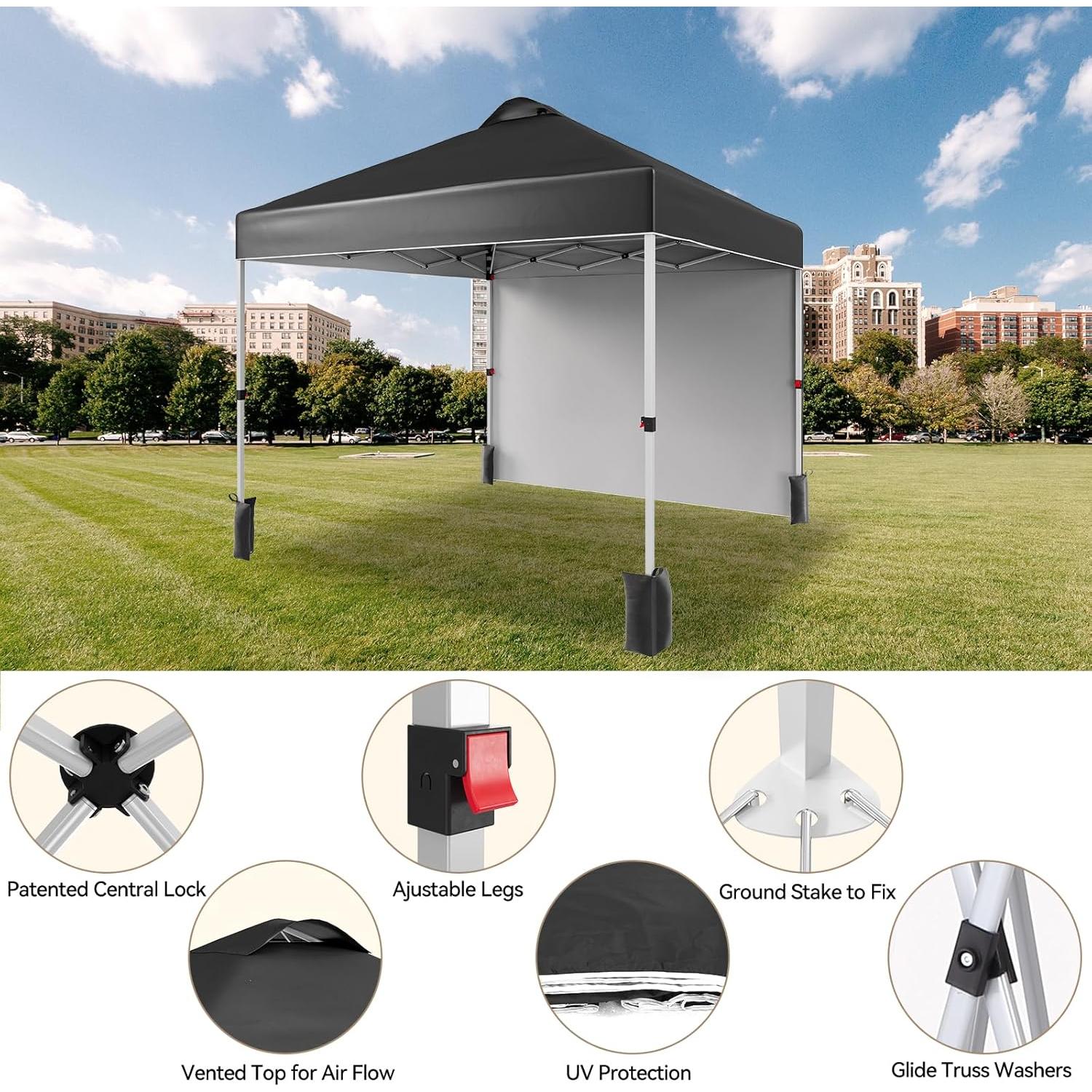 Carpa Plegable 3x3m ChicCoutured con 1 Pared Lateral Negra