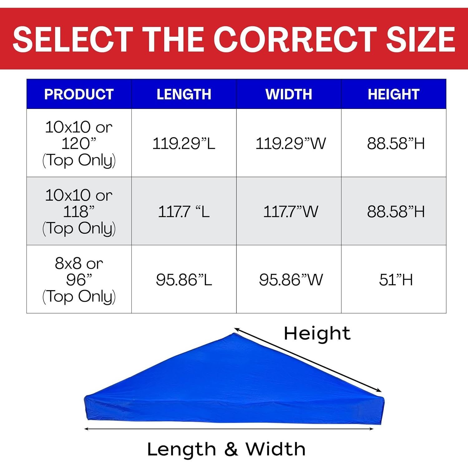 Cubierta de Toldo Pop Up 8x8 Breezy Azul Resistente al Agua