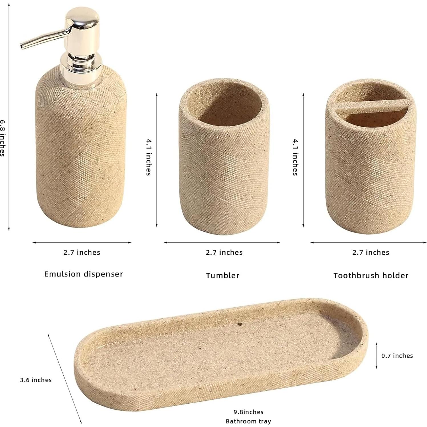 Juego de Accesorios de Baño Haocoott 4 Piezas Beige