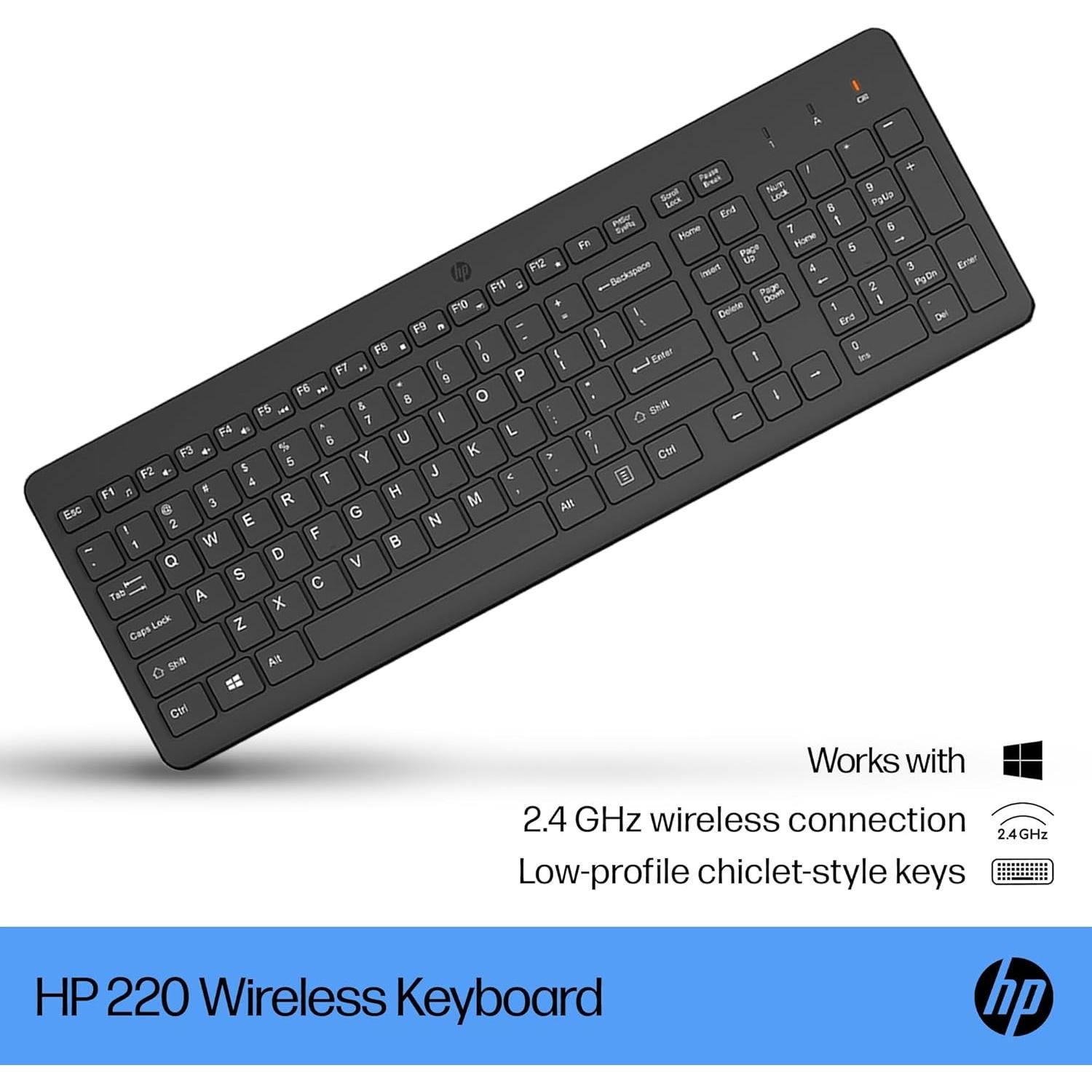 Teclado Inalámbrico HP 220 - Chiclet - Conexión 2.4GHz