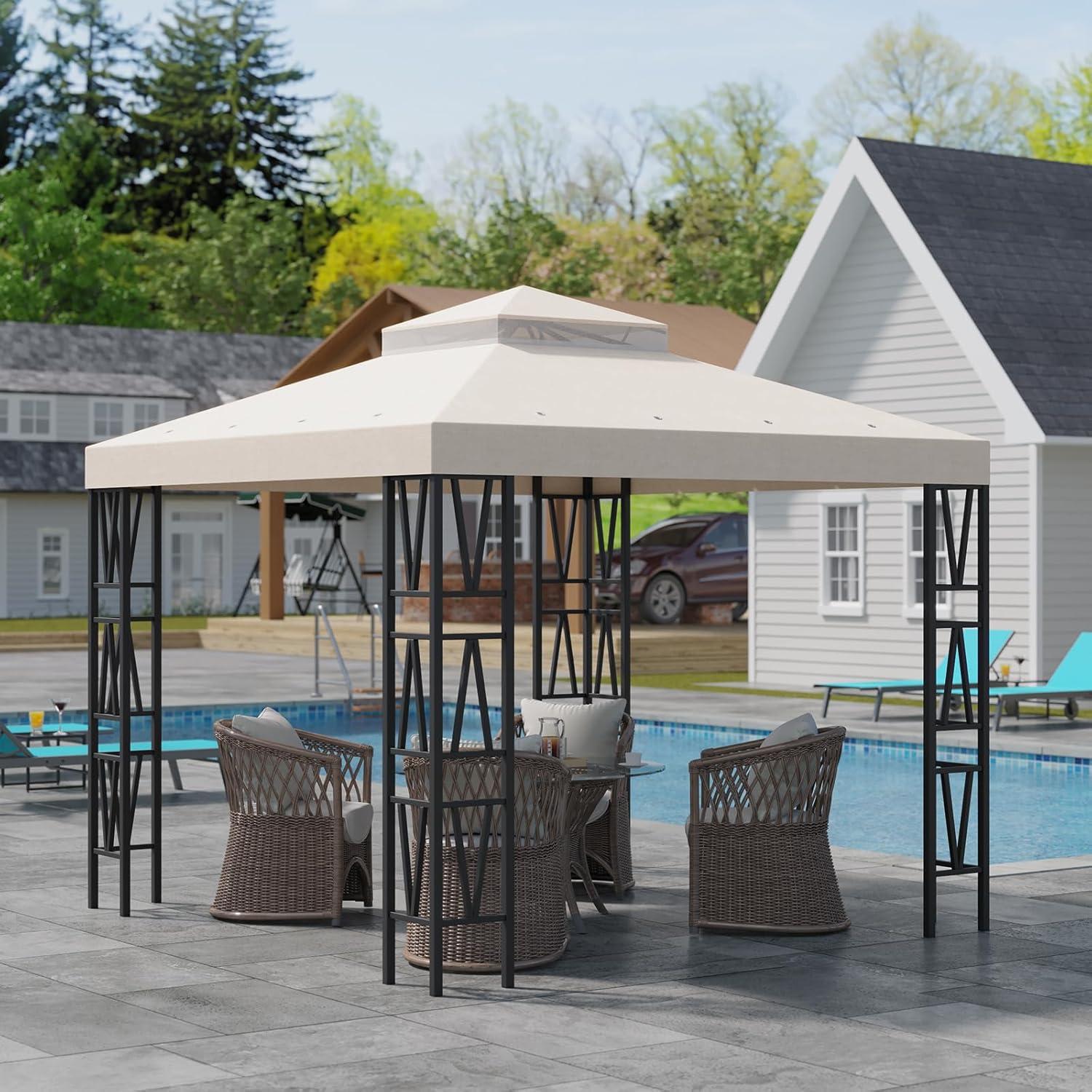 Techo de Reemplazo para Gazebo Dreamall 3x3m Impermeable Beige