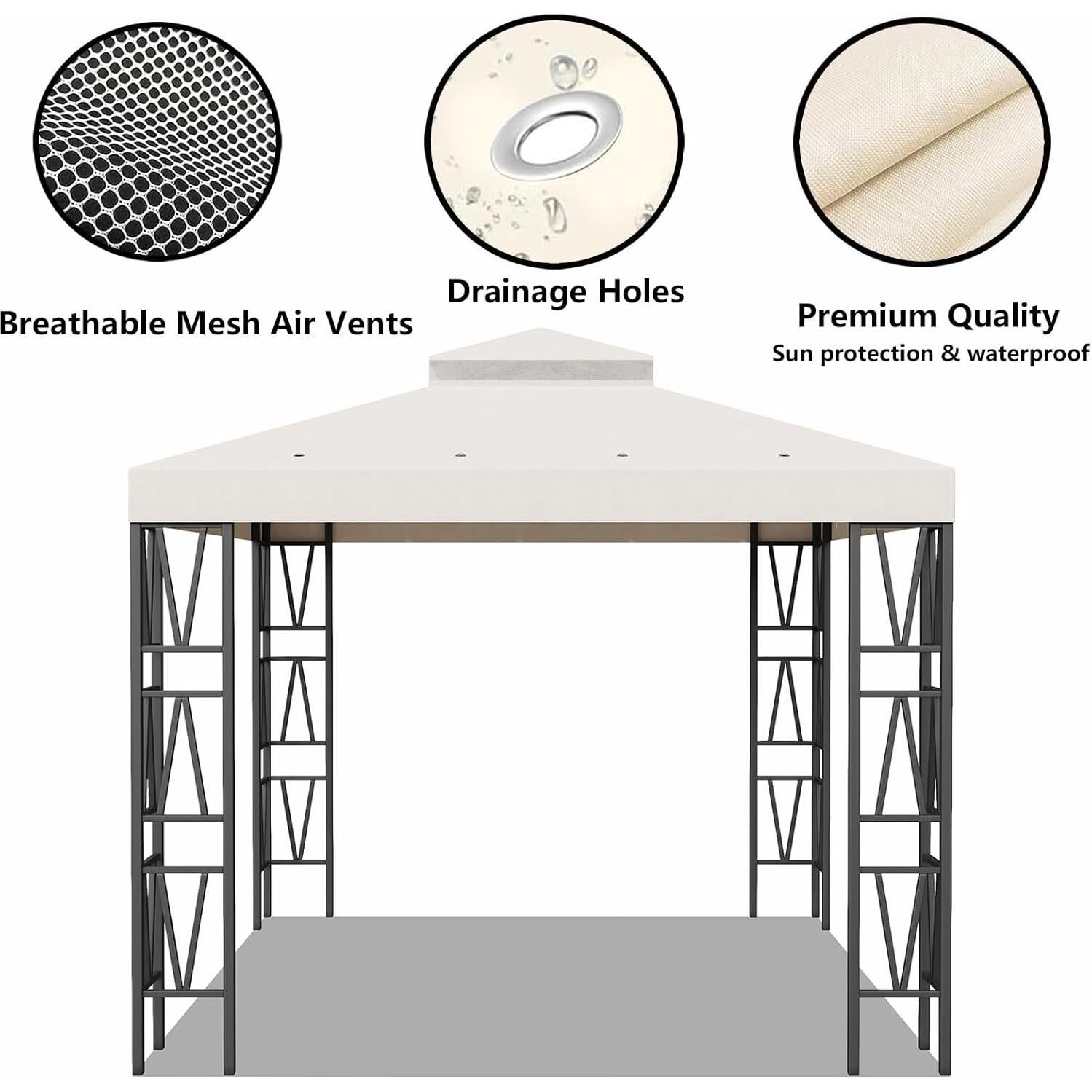 Techo de Reemplazo para Gazebo Dreamall 3x3m Impermeable Beige