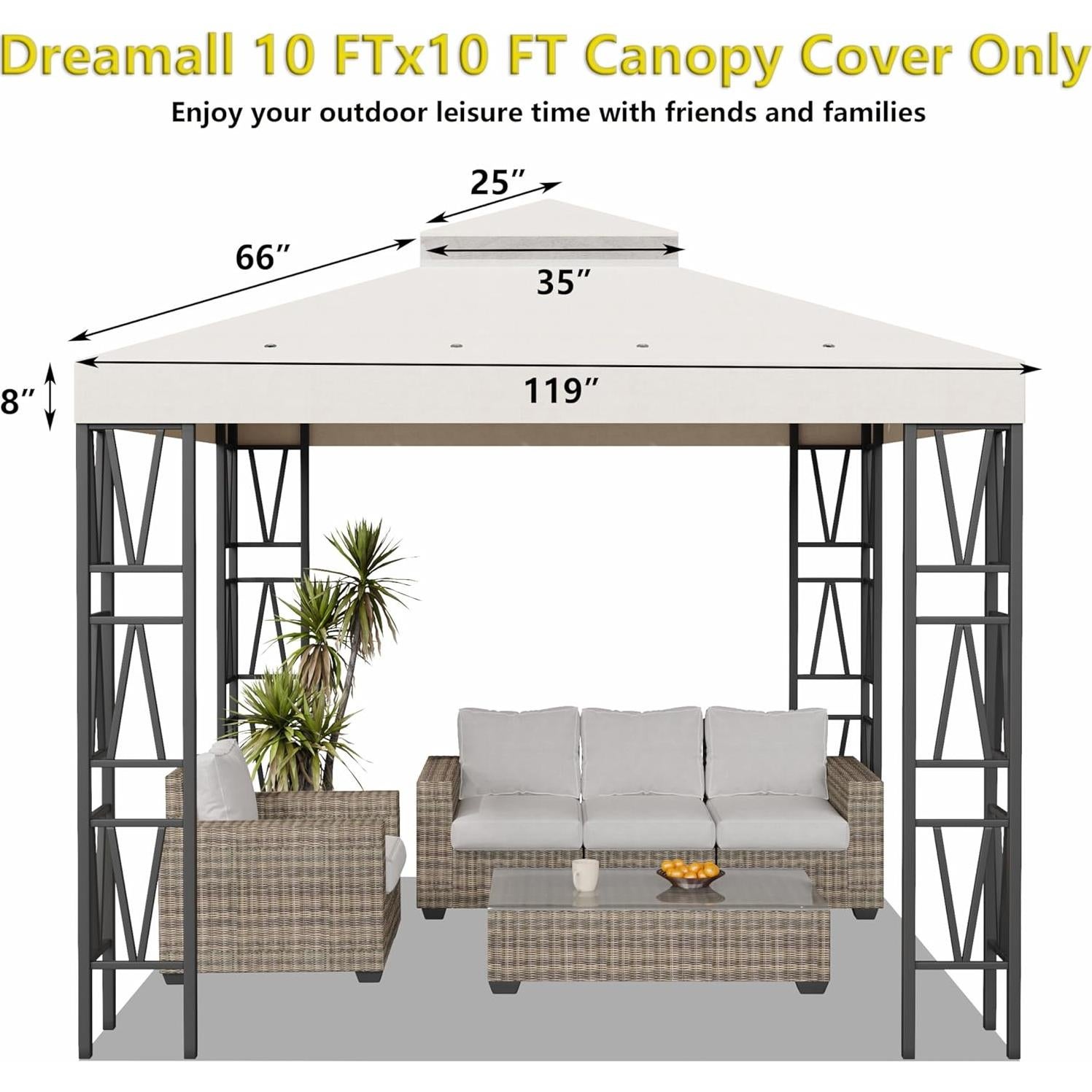 Techo de Reemplazo para Gazebo Dreamall 3x3m Impermeable Beige