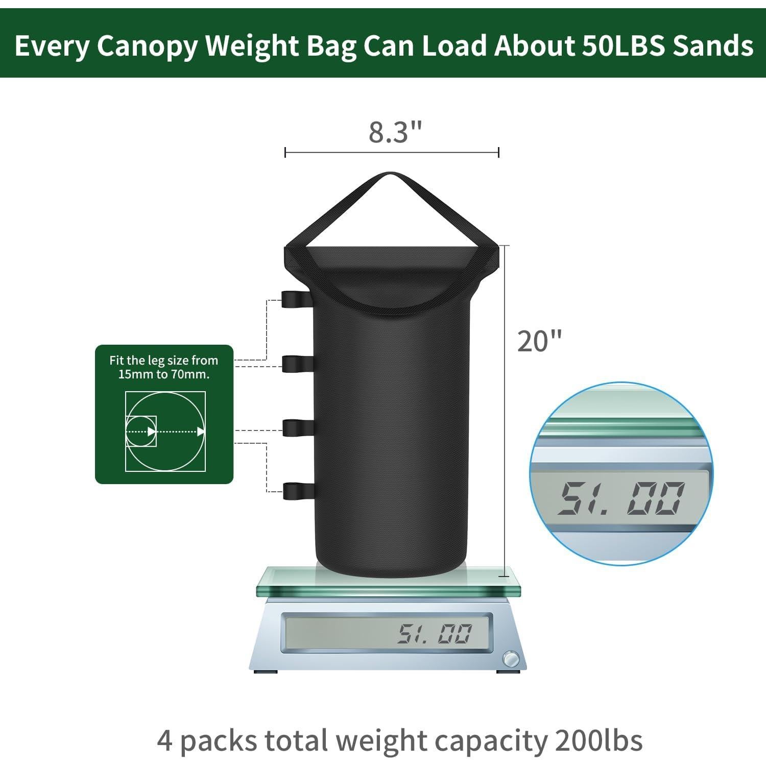 Conjunto de 4 bolsas de arena Inntop para peso de carpa 90.72kg