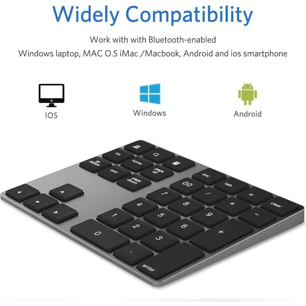 Teclado Numérico Bluetooth JOYEKY Recargable USB-C 34 Teclas