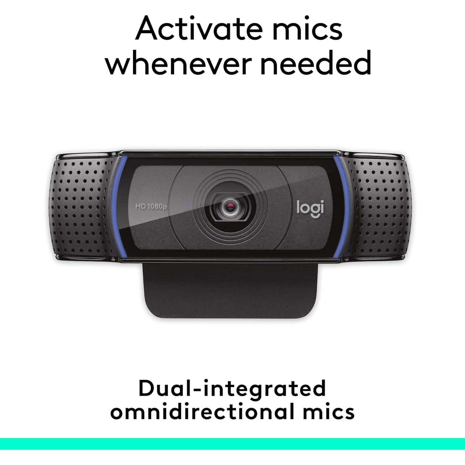 Webcam Logitech C920e HD 1080p con micrófono, certificada para Zoom
