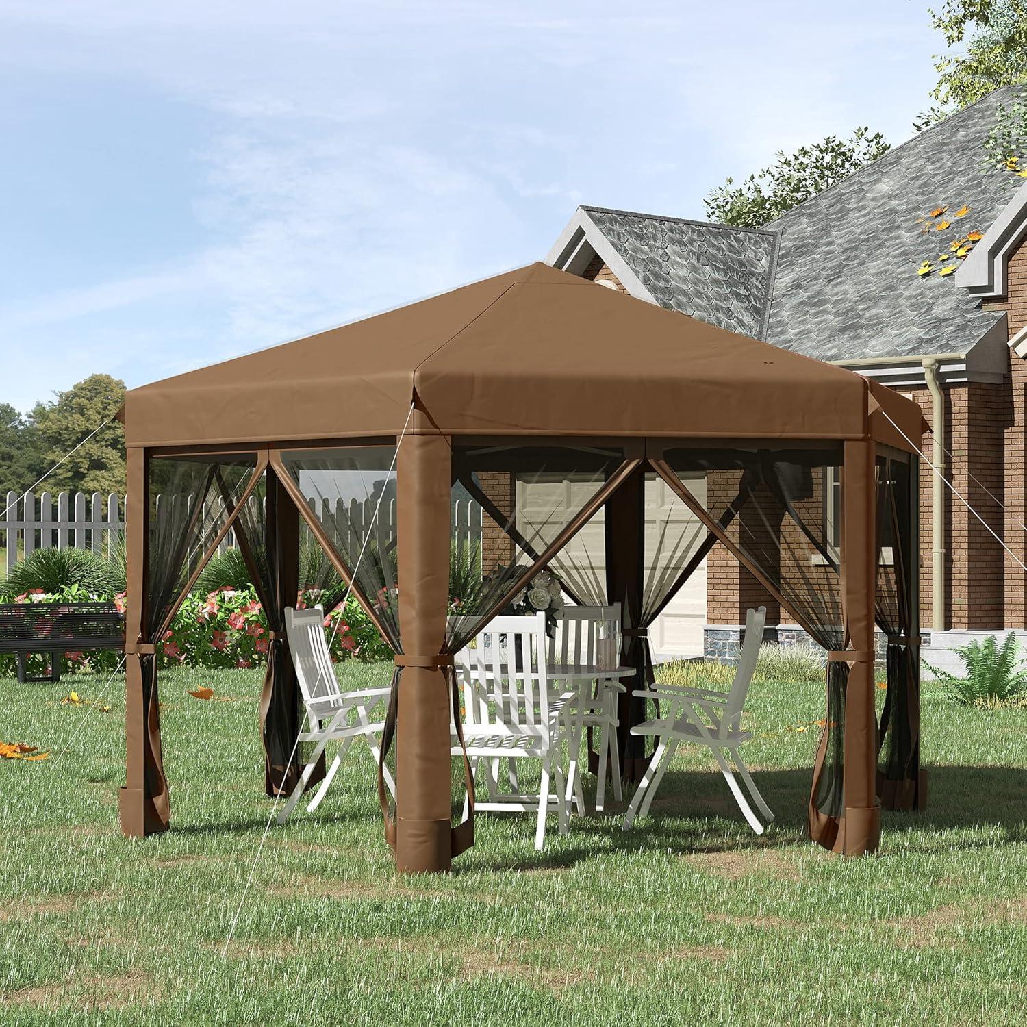 Carpa Plegable Outsunny 3.81x3.20m con Paredes de Malla
